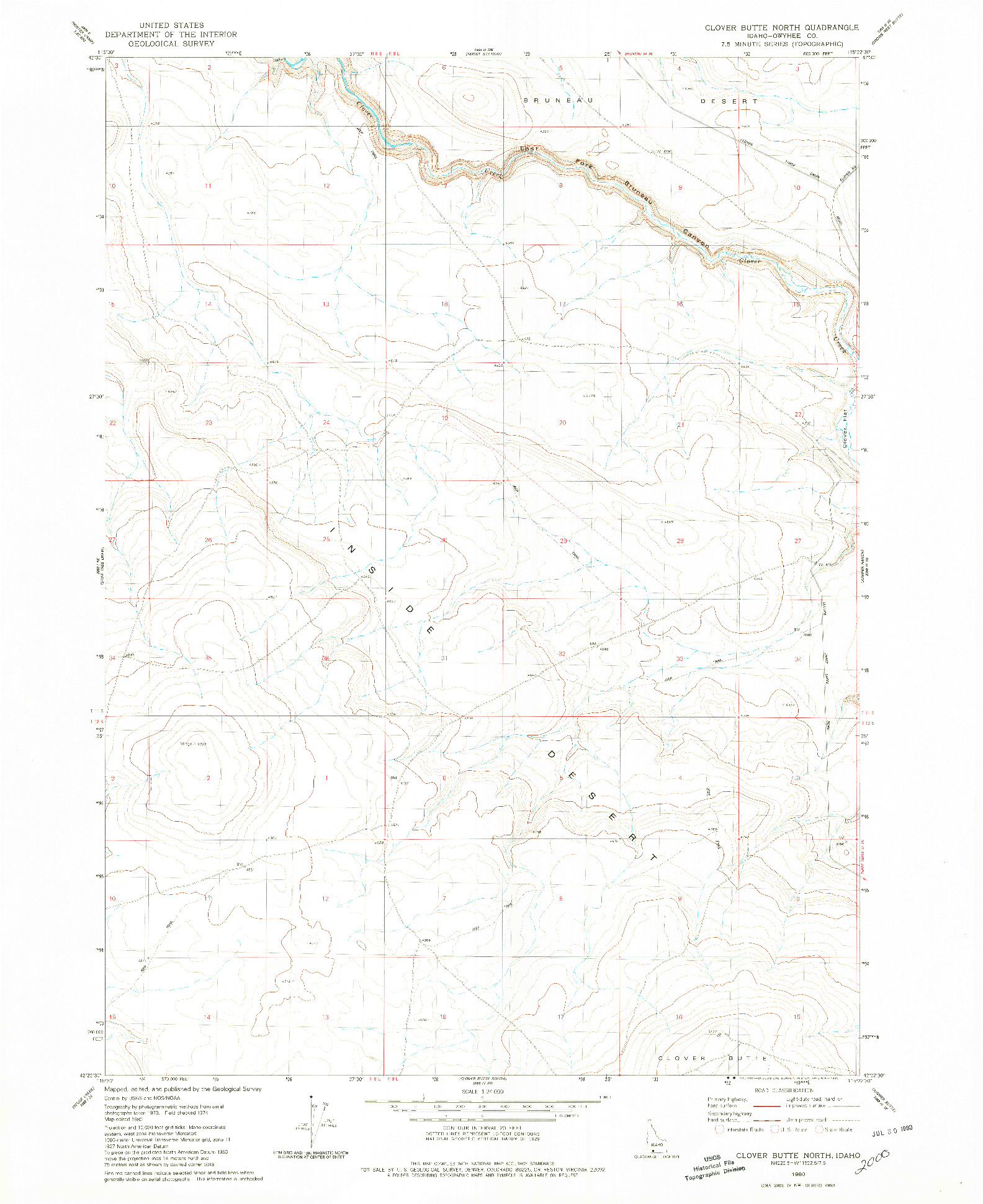 USGS 1:24000-SCALE QUADRANGLE FOR CLOVER BUTTE NORTH, ID 1980