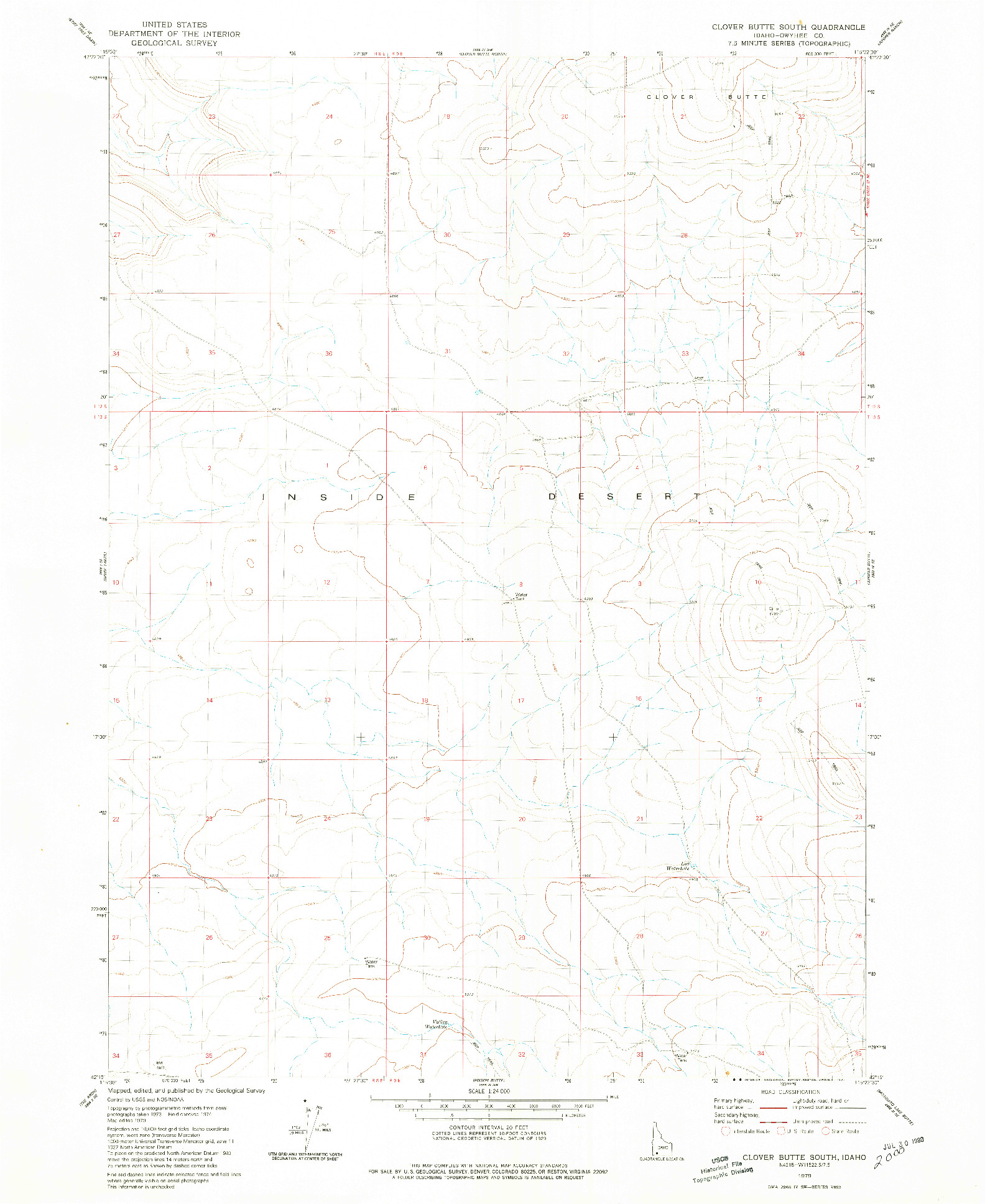 USGS 1:24000-SCALE QUADRANGLE FOR CLOVER BUTTE SOUTH, ID 1979