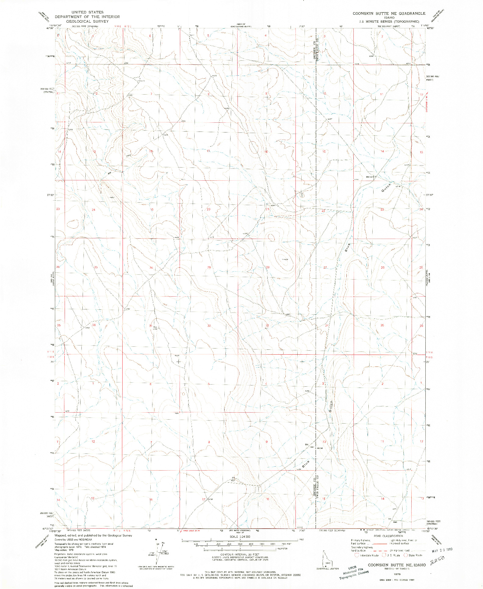 USGS 1:24000-SCALE QUADRANGLE FOR COONSKIN BUTTE NE, ID 1979