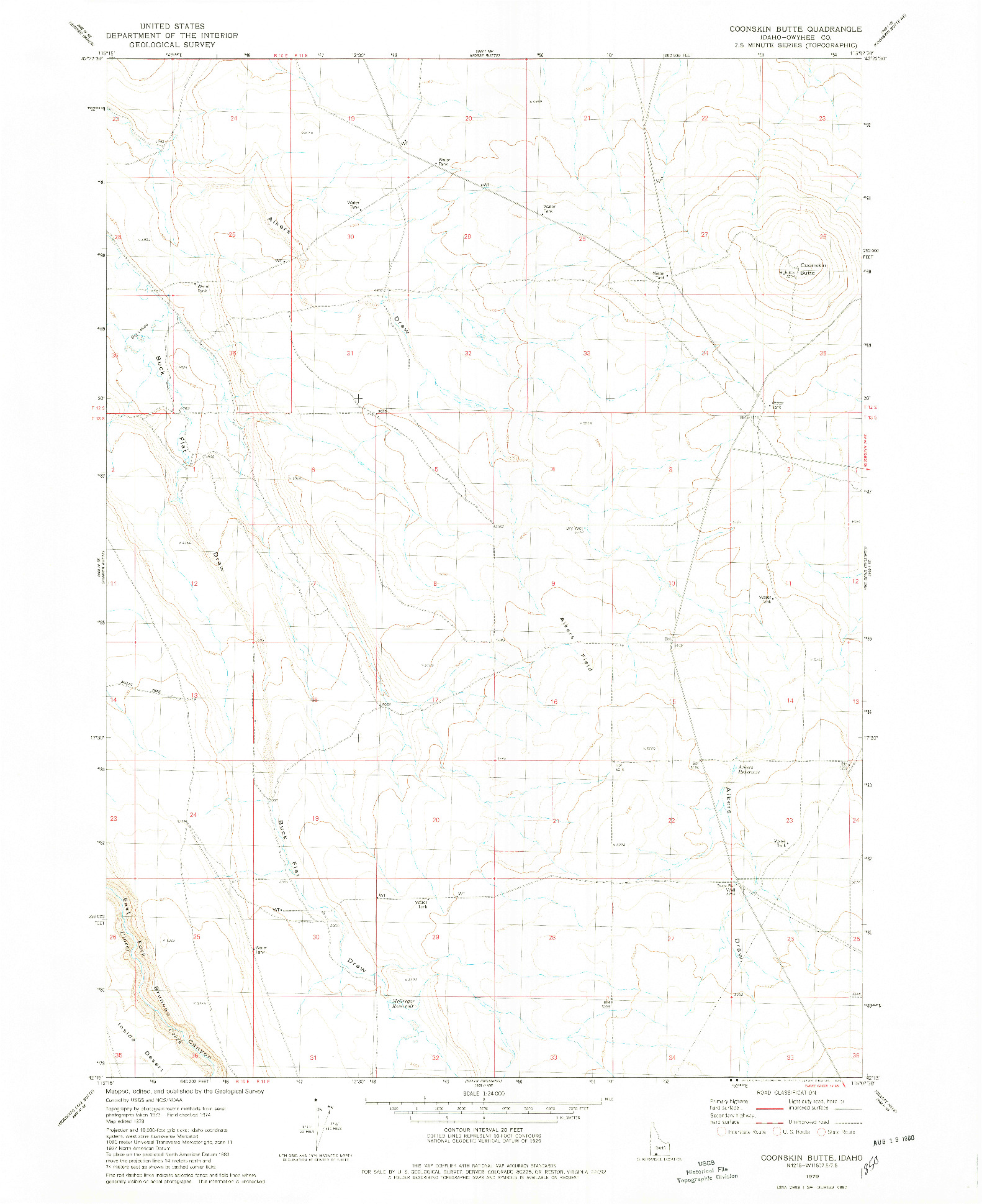 USGS 1:24000-SCALE QUADRANGLE FOR COONSKIN BUTTE, ID 1979