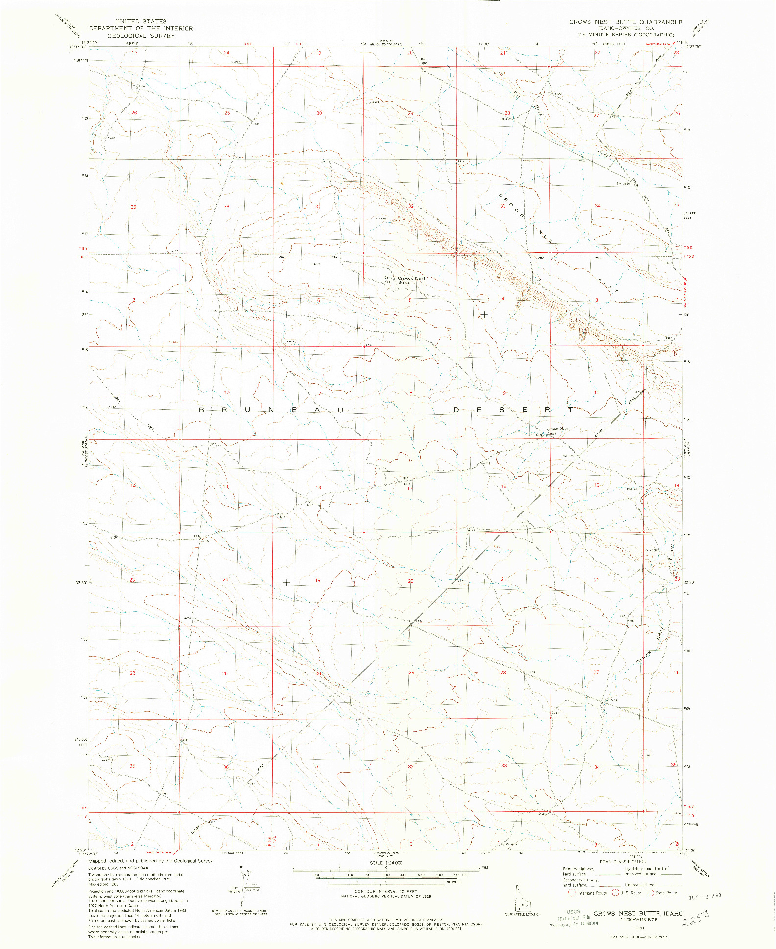 USGS 1:24000-SCALE QUADRANGLE FOR CROWS NEST BUTTE, ID 1980