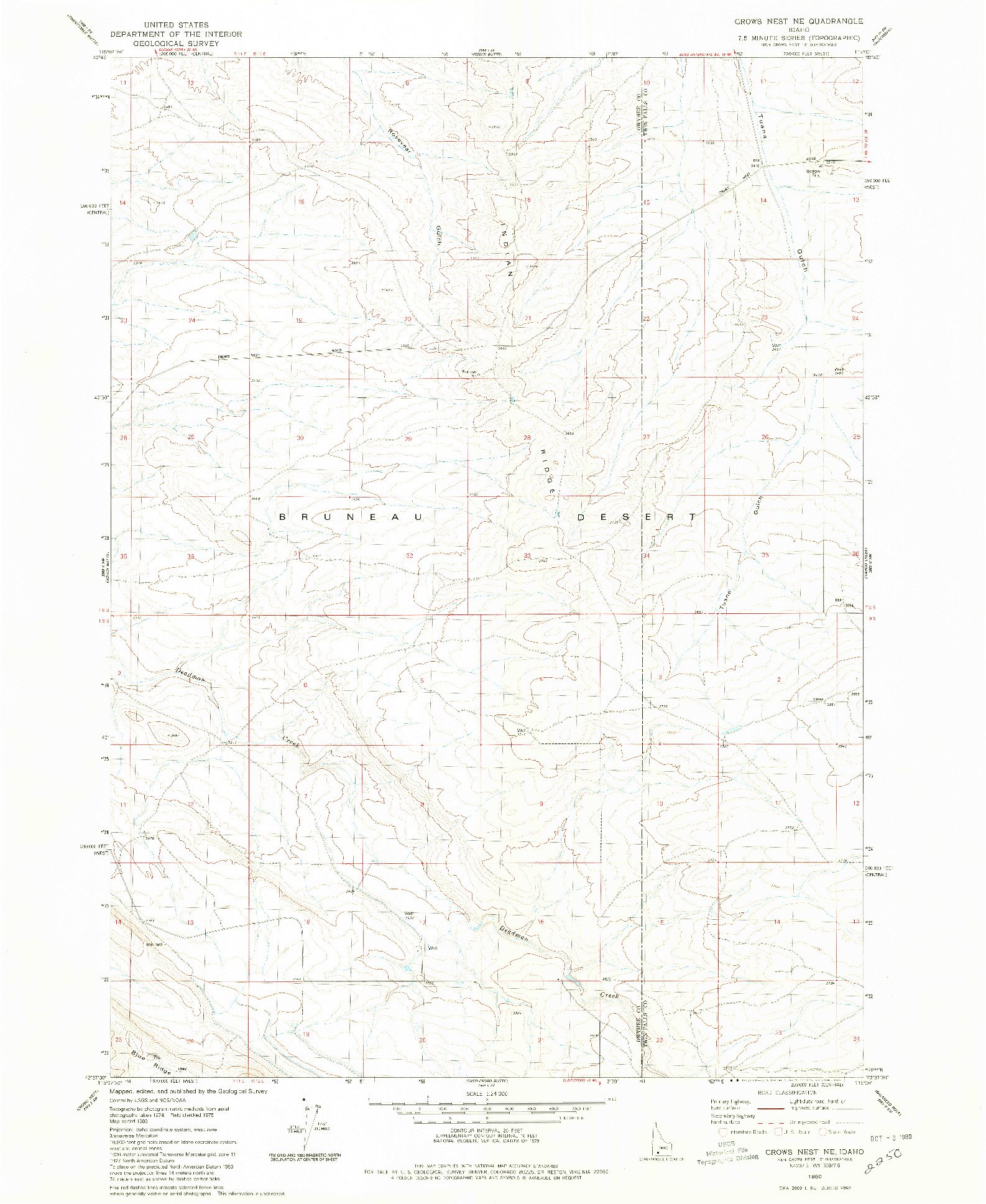 USGS 1:24000-SCALE QUADRANGLE FOR CROWS NEST NE, ID 1980