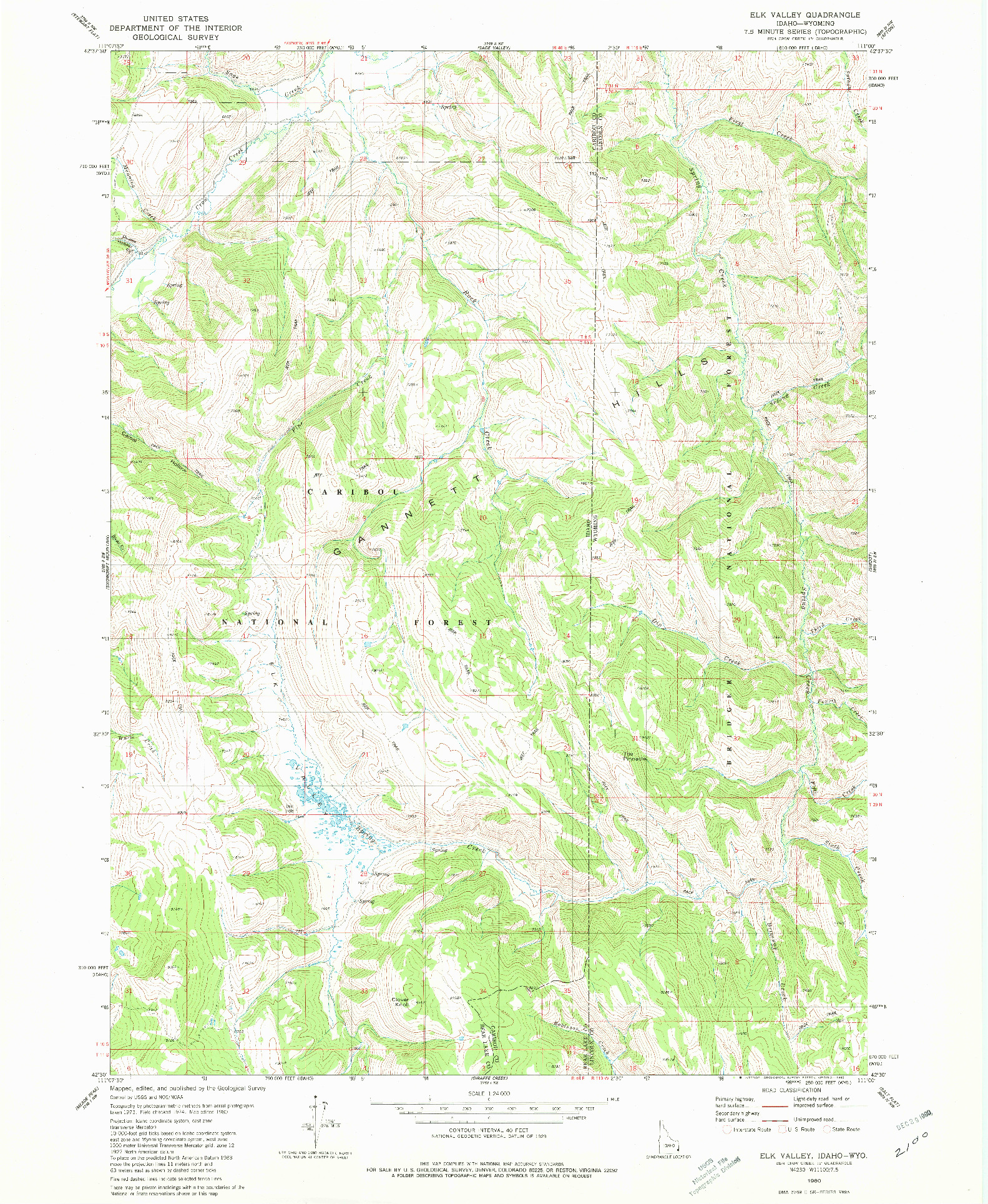USGS 1:24000-SCALE QUADRANGLE FOR ELK VALLEY, ID 1980