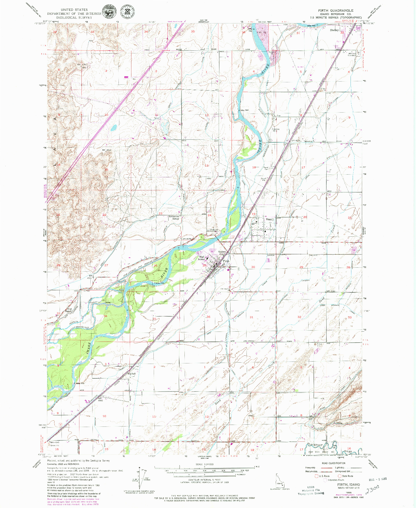 USGS 1:24000-SCALE QUADRANGLE FOR FIRTH, ID 1955