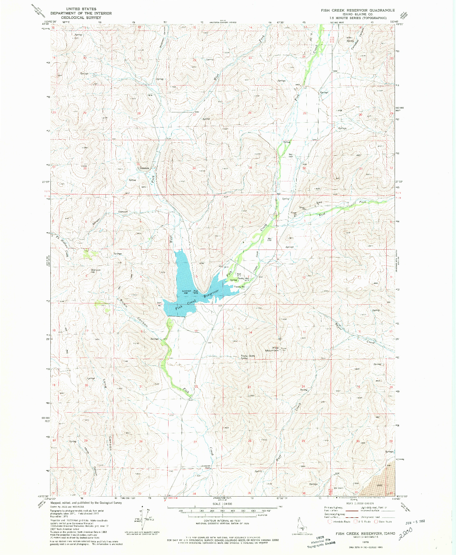USGS 1:24000-SCALE QUADRANGLE FOR FISH CREEK RESERVOIR, ID 1979