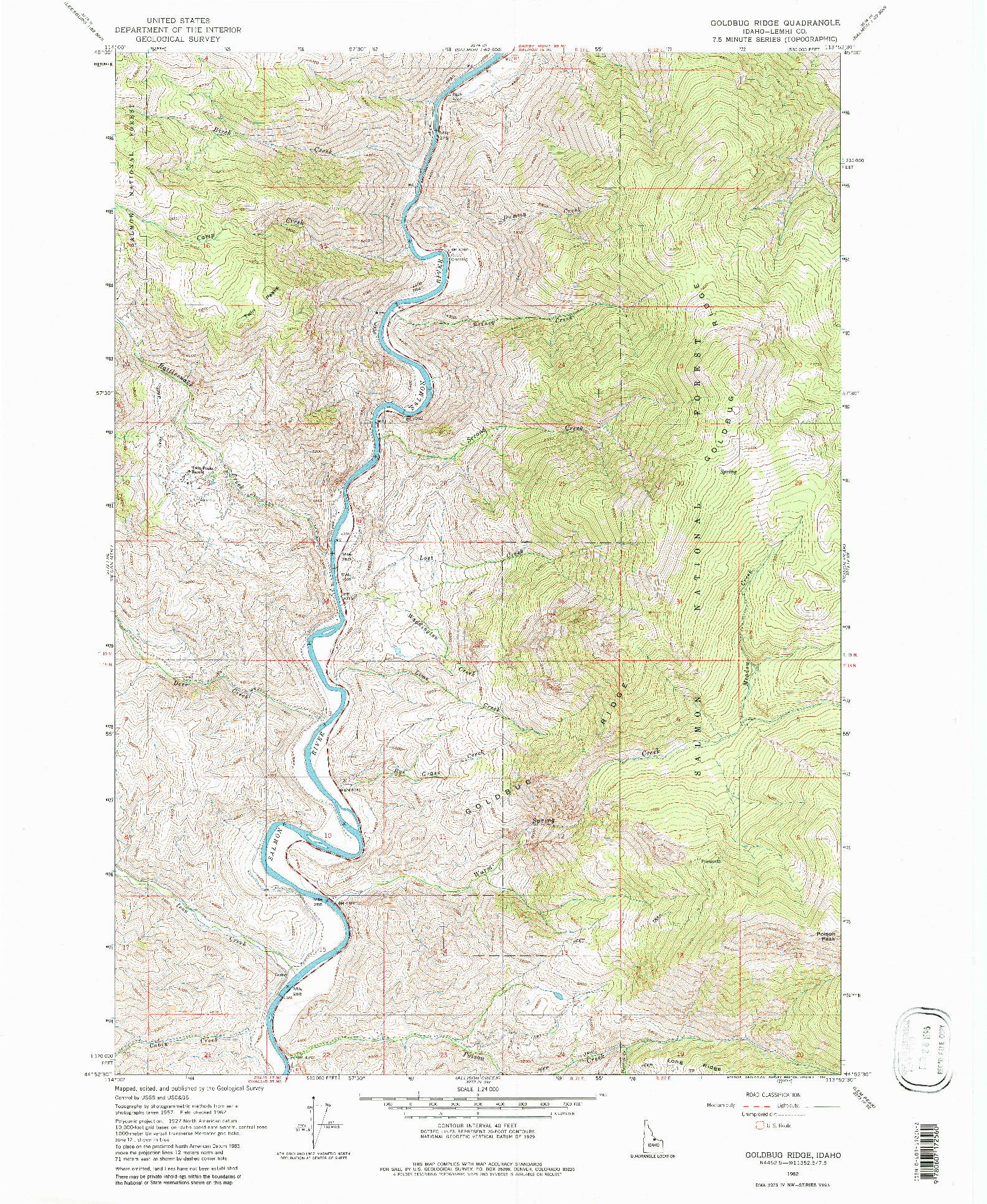 USGS 1:24000-SCALE QUADRANGLE FOR GOLDBUG RIDGE, ID 1962