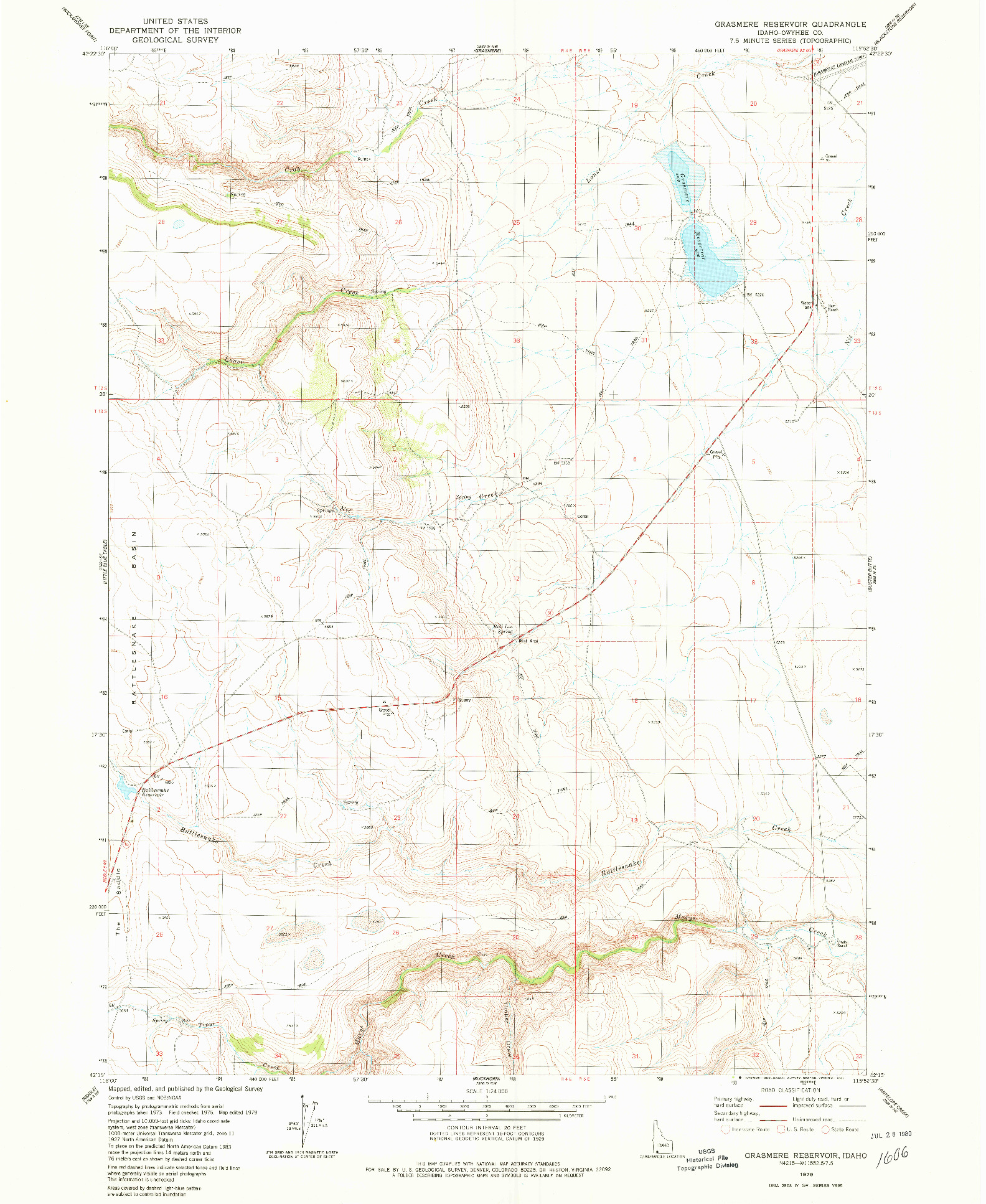 USGS 1:24000-SCALE QUADRANGLE FOR GRASMERE RESERVOIR, ID 1979