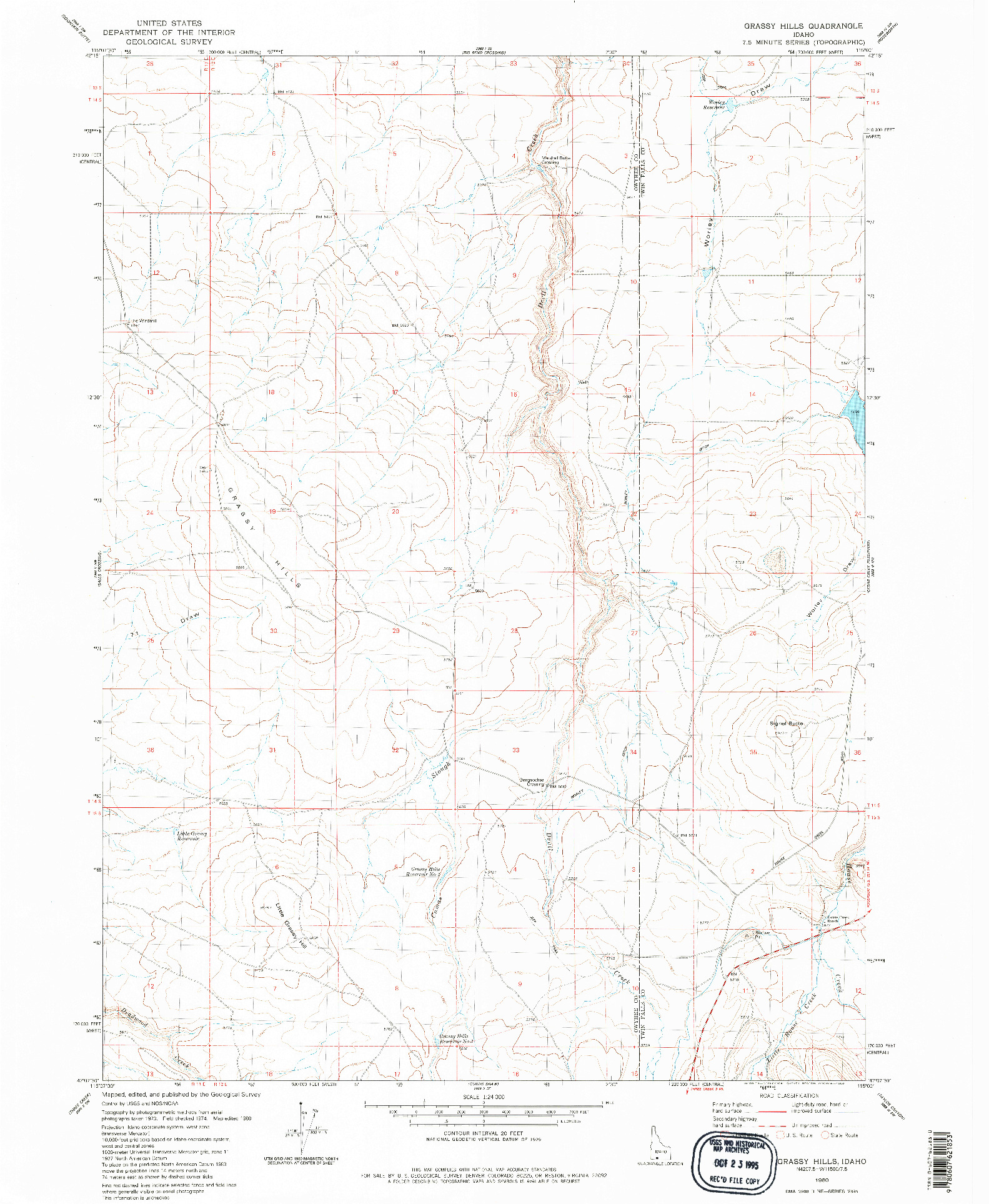 USGS 1:24000-SCALE QUADRANGLE FOR GRASSY HILLS, ID 1980