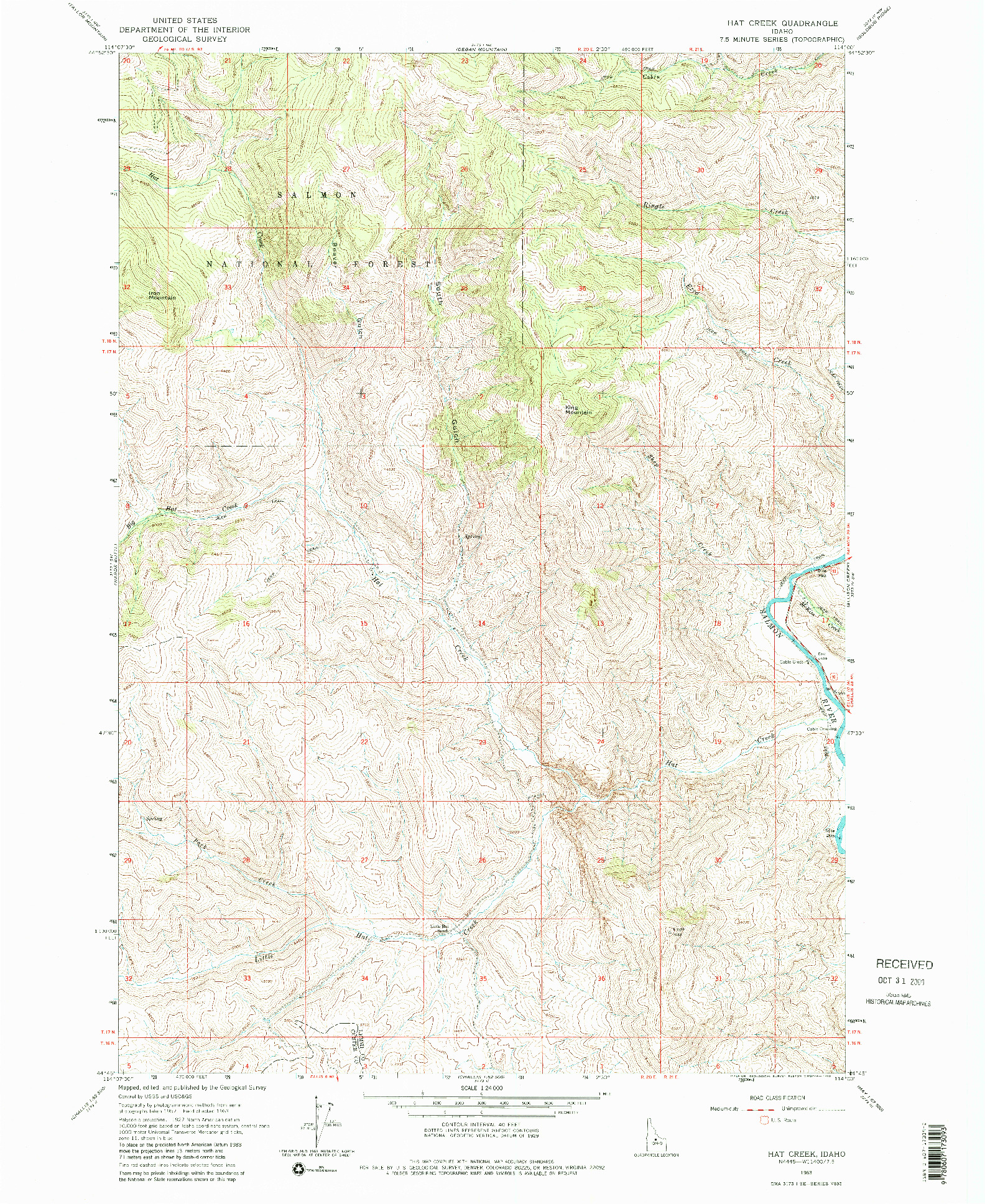 USGS 1:24000-SCALE QUADRANGLE FOR HAT CREEK, ID 1963