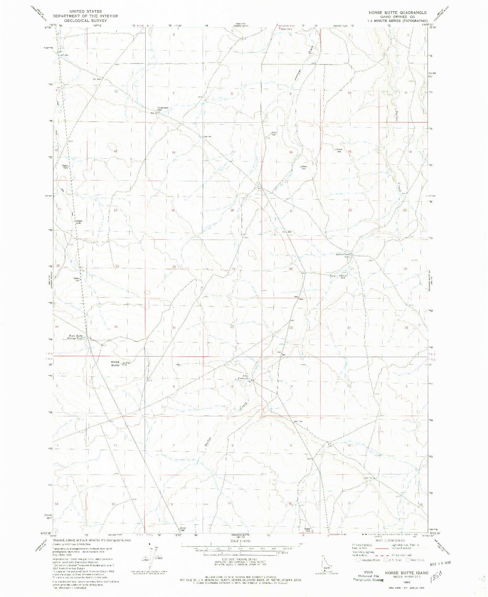 USGS 1:24000-SCALE QUADRANGLE FOR HORSE BUTTE, ID 1980
