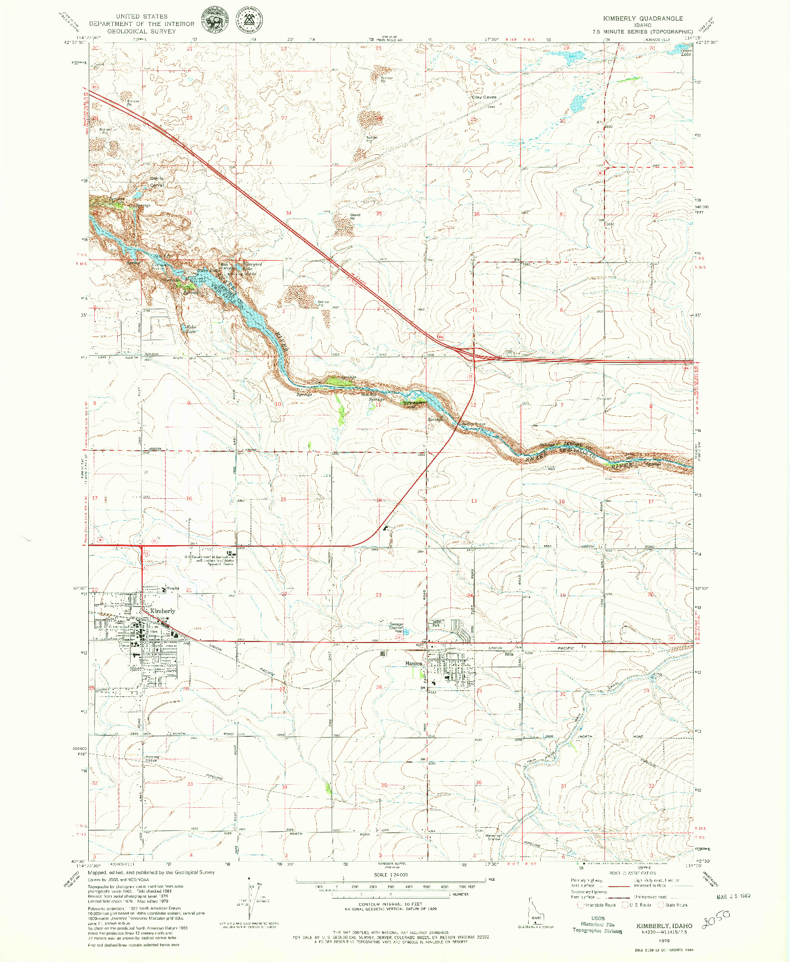USGS 1:24000-SCALE QUADRANGLE FOR KIMBERLY, ID 1979