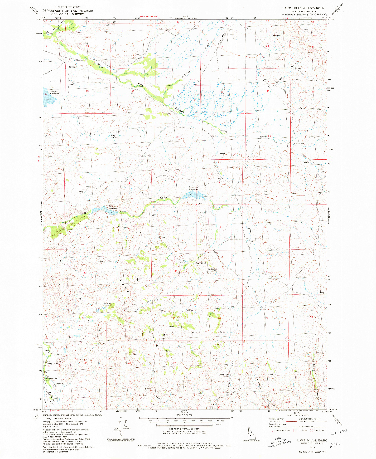 USGS 1:24000-SCALE QUADRANGLE FOR LAKE HILLS, ID 1979