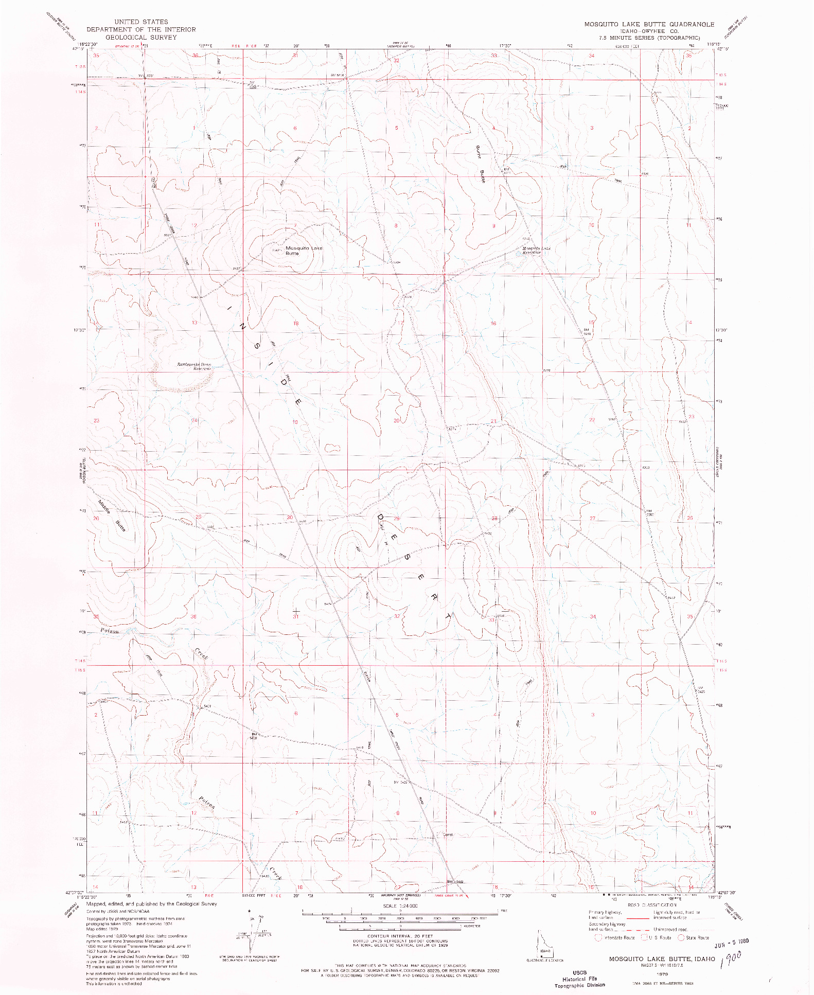 USGS 1:24000-SCALE QUADRANGLE FOR MOSQUITO LAKE BUTTE, ID 1979
