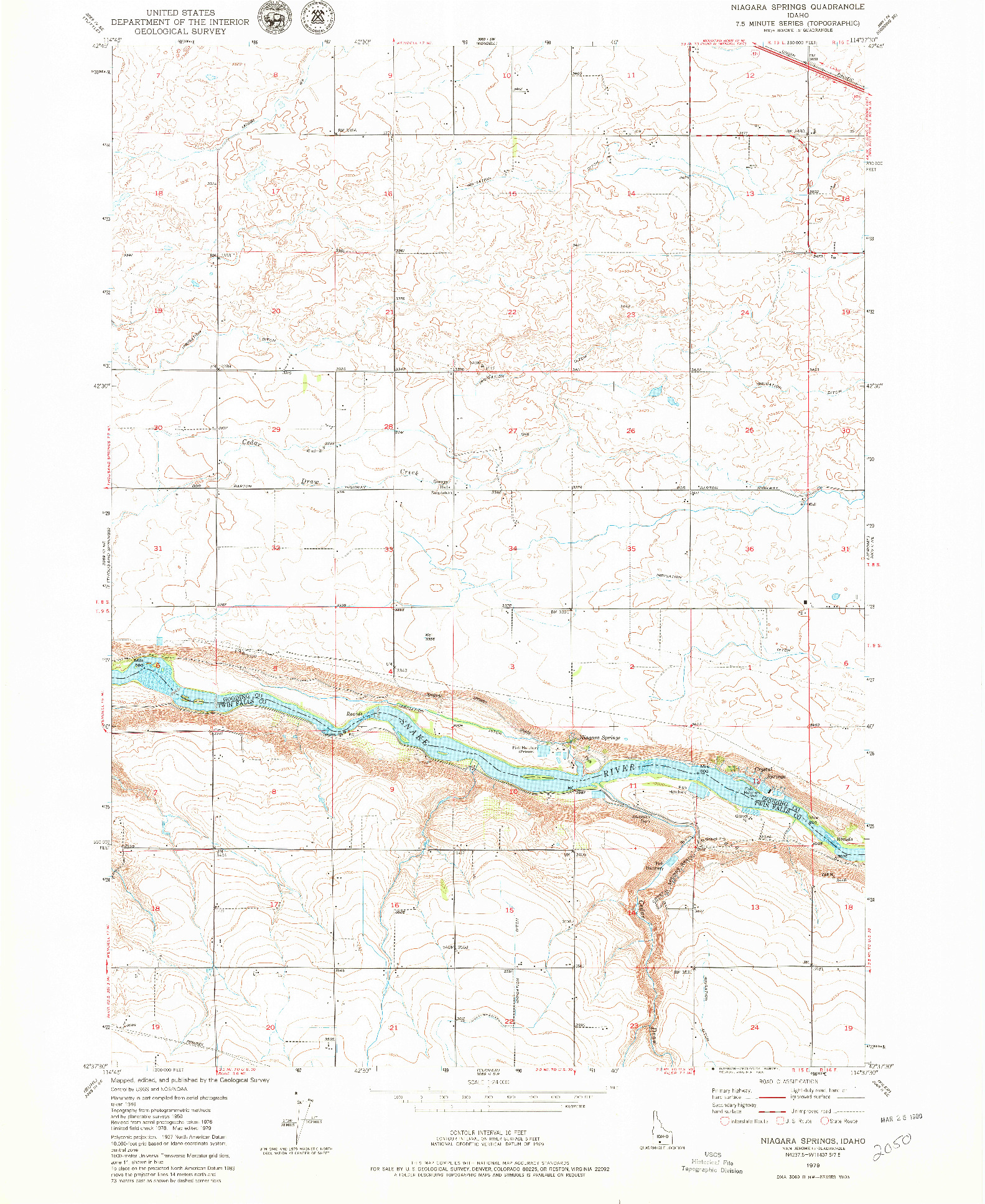 USGS 1:24000-SCALE QUADRANGLE FOR NIAGARA SPRINGS, ID 1979