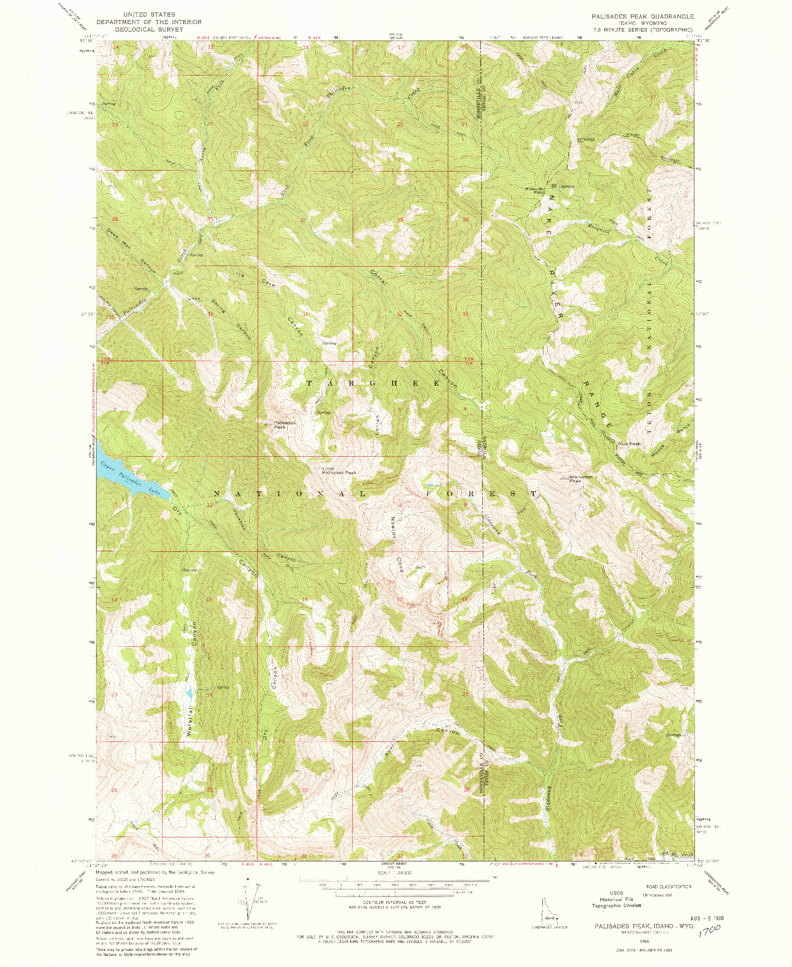 USGS 1:24000-SCALE QUADRANGLE FOR PALISADES PEAK, ID 1966