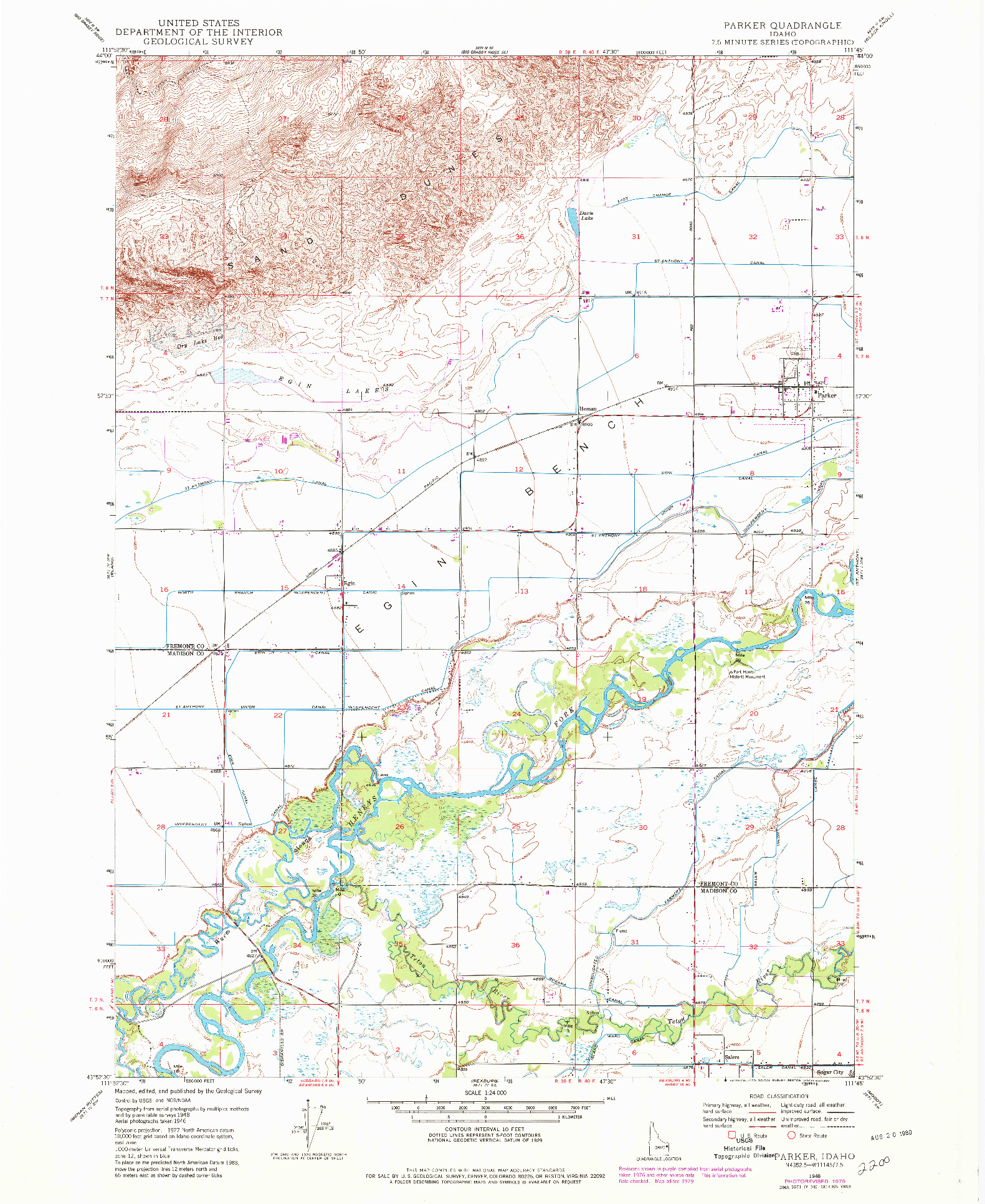 USGS 1:24000-SCALE QUADRANGLE FOR PARKER, ID 1948