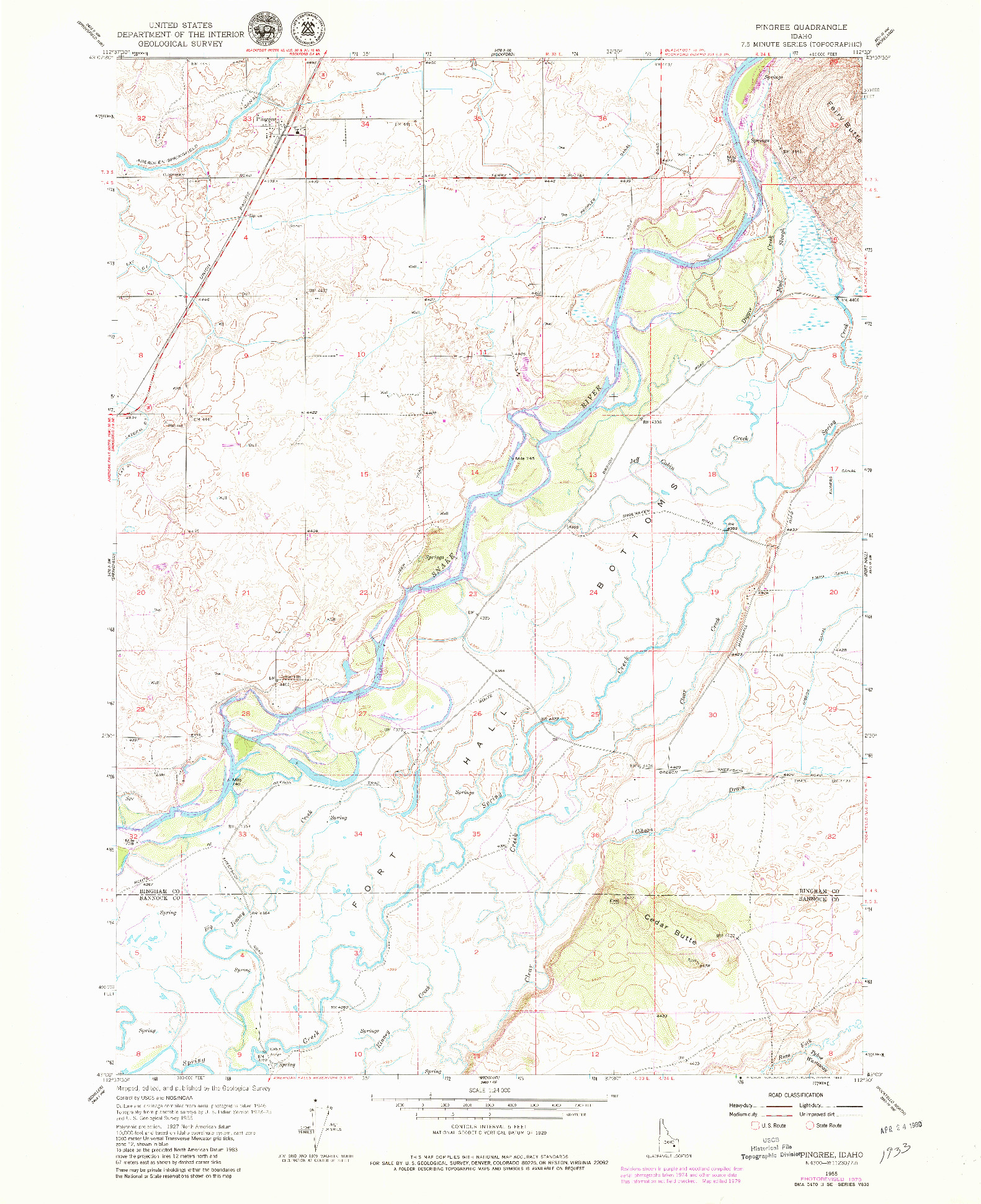 USGS 1:24000-SCALE QUADRANGLE FOR PINGREE, ID 1955