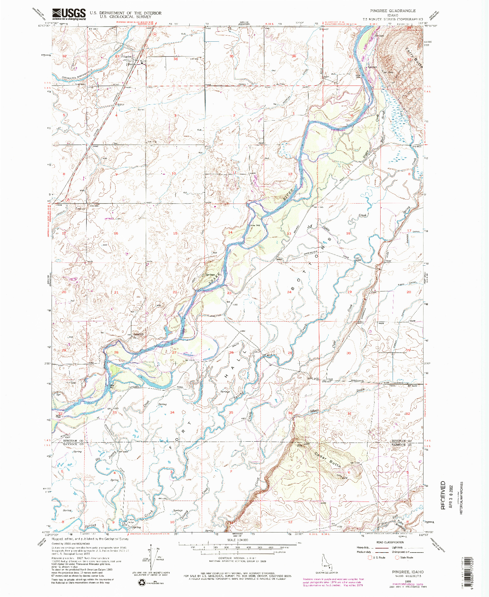 USGS 1:24000-SCALE QUADRANGLE FOR PINGREE, ID 1955