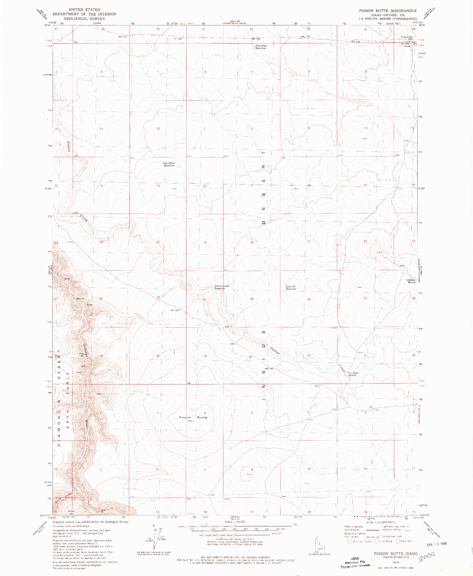 USGS 1:24000-SCALE QUADRANGLE FOR POISON BUTTE, ID 1979