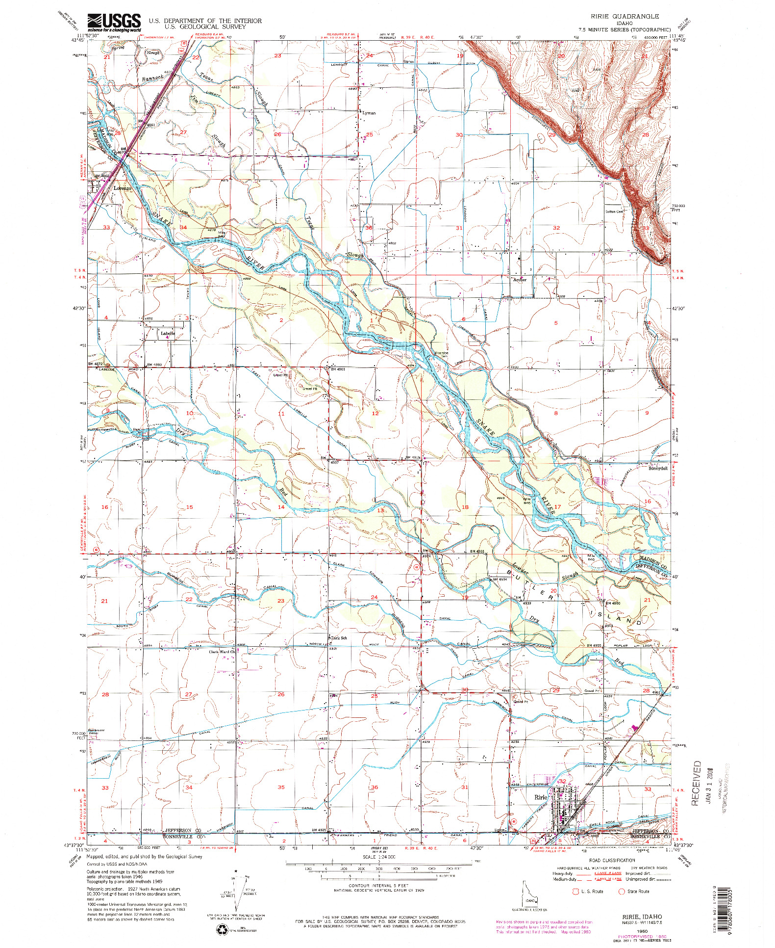 USGS 1:24000-SCALE QUADRANGLE FOR RIRIE, ID 1950