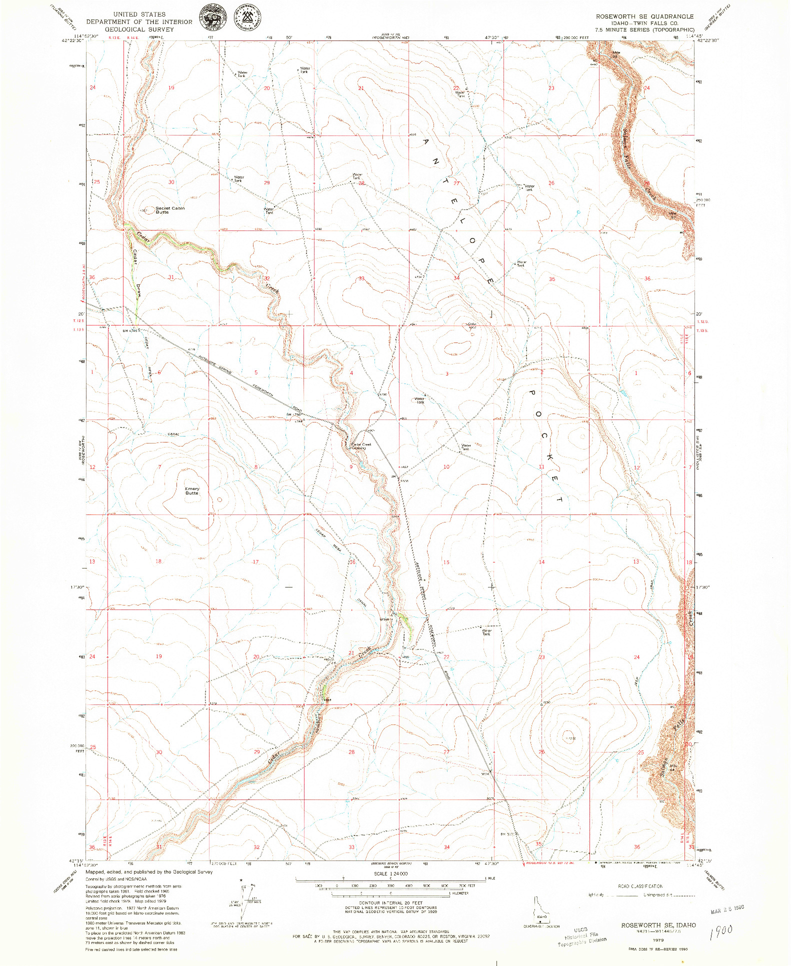 USGS 1:24000-SCALE QUADRANGLE FOR ROSEWORTH SE, ID 1979