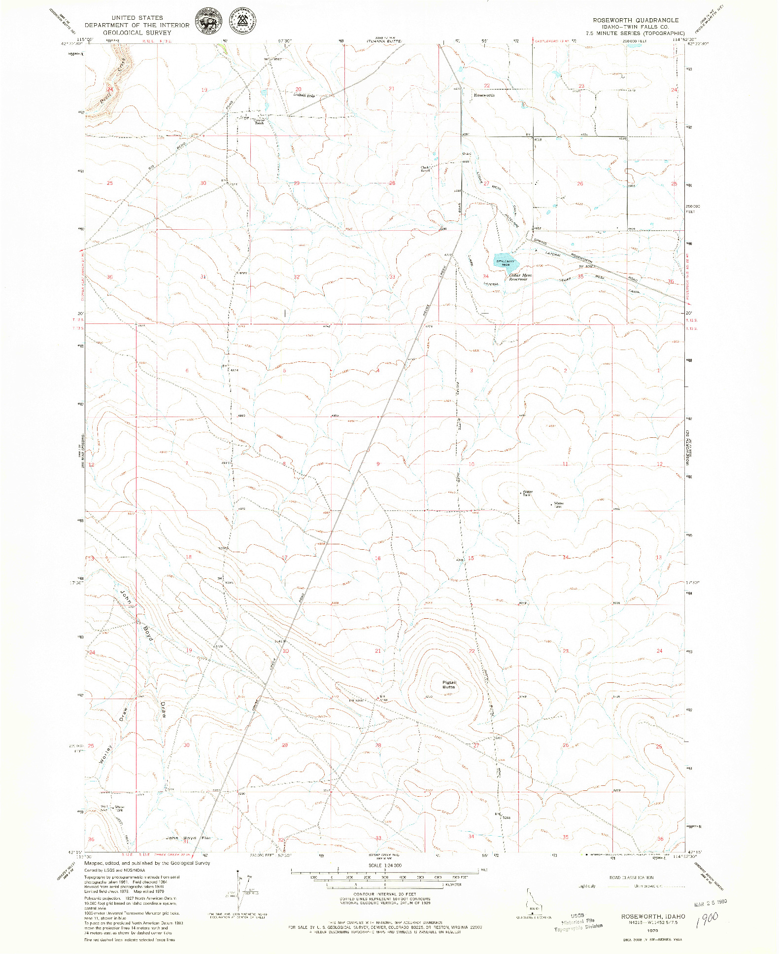 USGS 1:24000-SCALE QUADRANGLE FOR ROSEWORTH, ID 1979