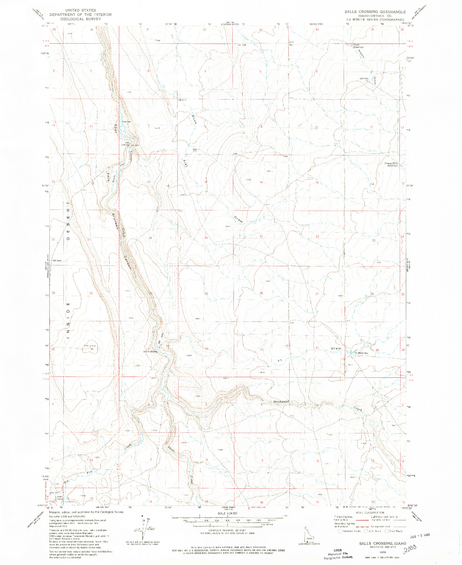 USGS 1:24000-SCALE QUADRANGLE FOR SALLS CROSSING, ID 1979