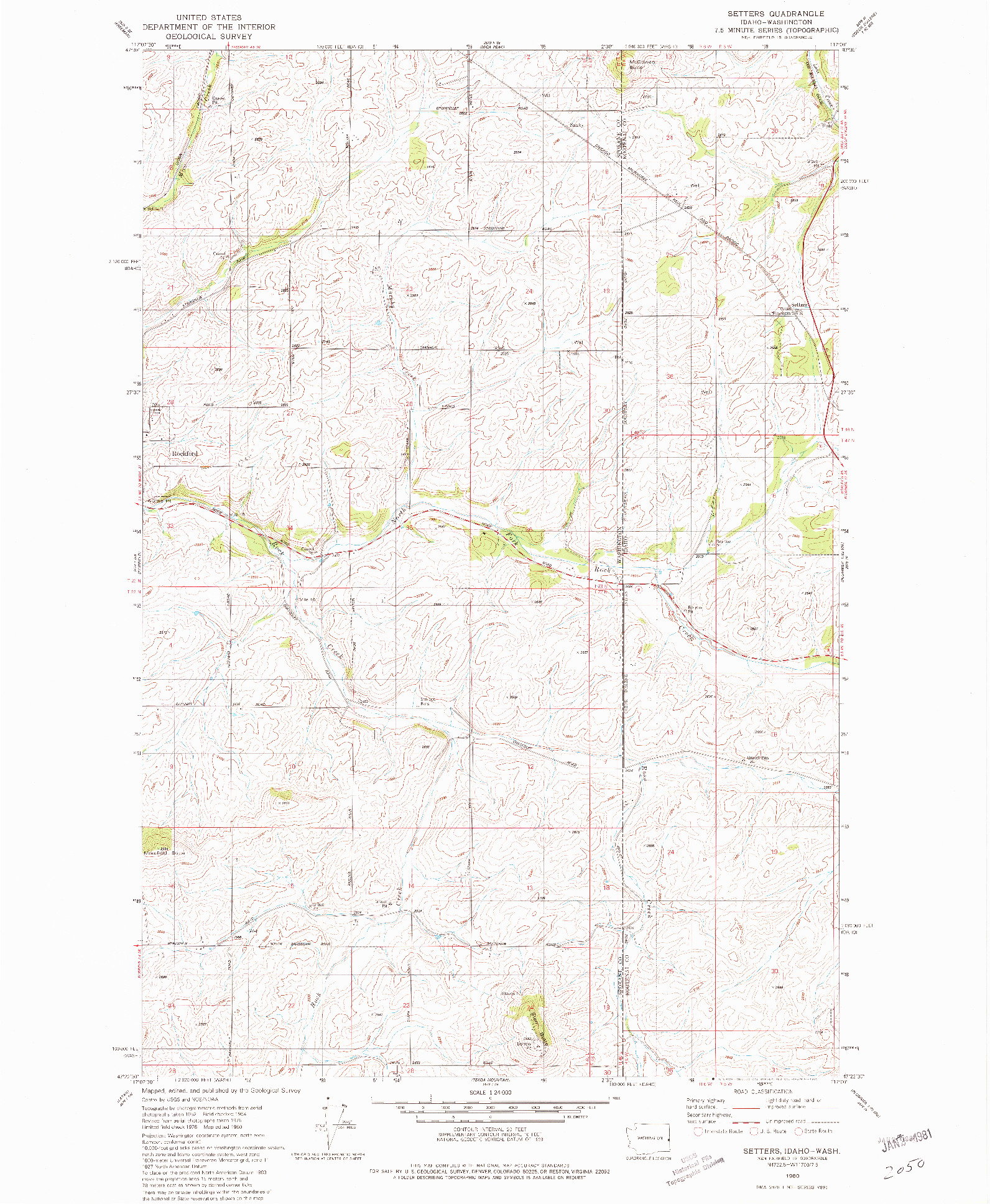 USGS 1:24000-SCALE QUADRANGLE FOR SETTERS, ID 1980