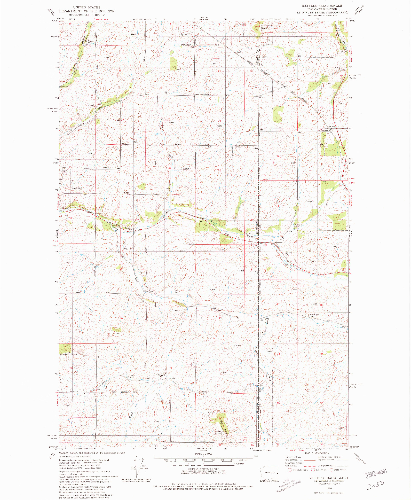 USGS 1:24000-SCALE QUADRANGLE FOR SETTERS, ID 1980