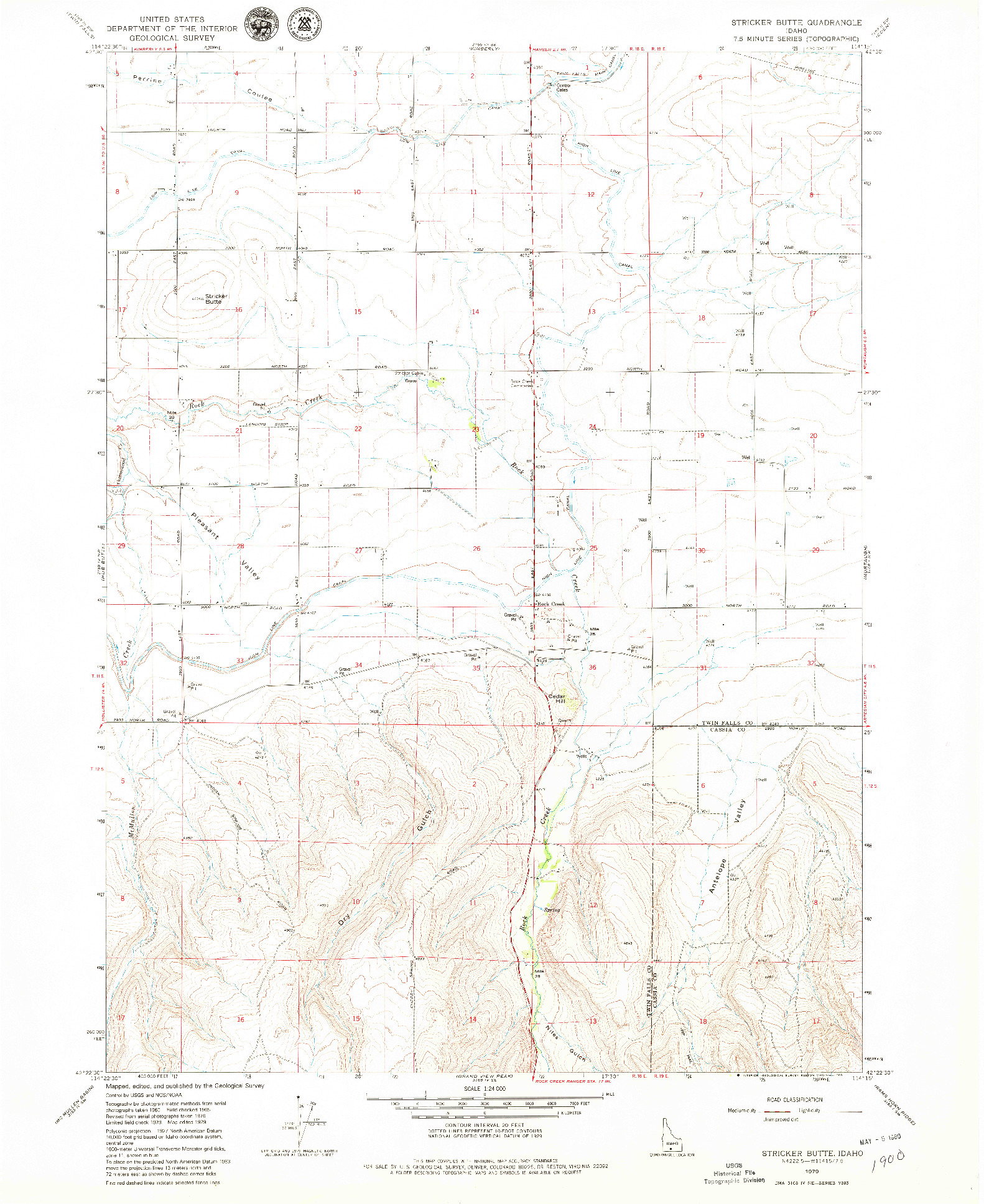 USGS 1:24000-SCALE QUADRANGLE FOR STRICKER BUTTE, ID 1979
