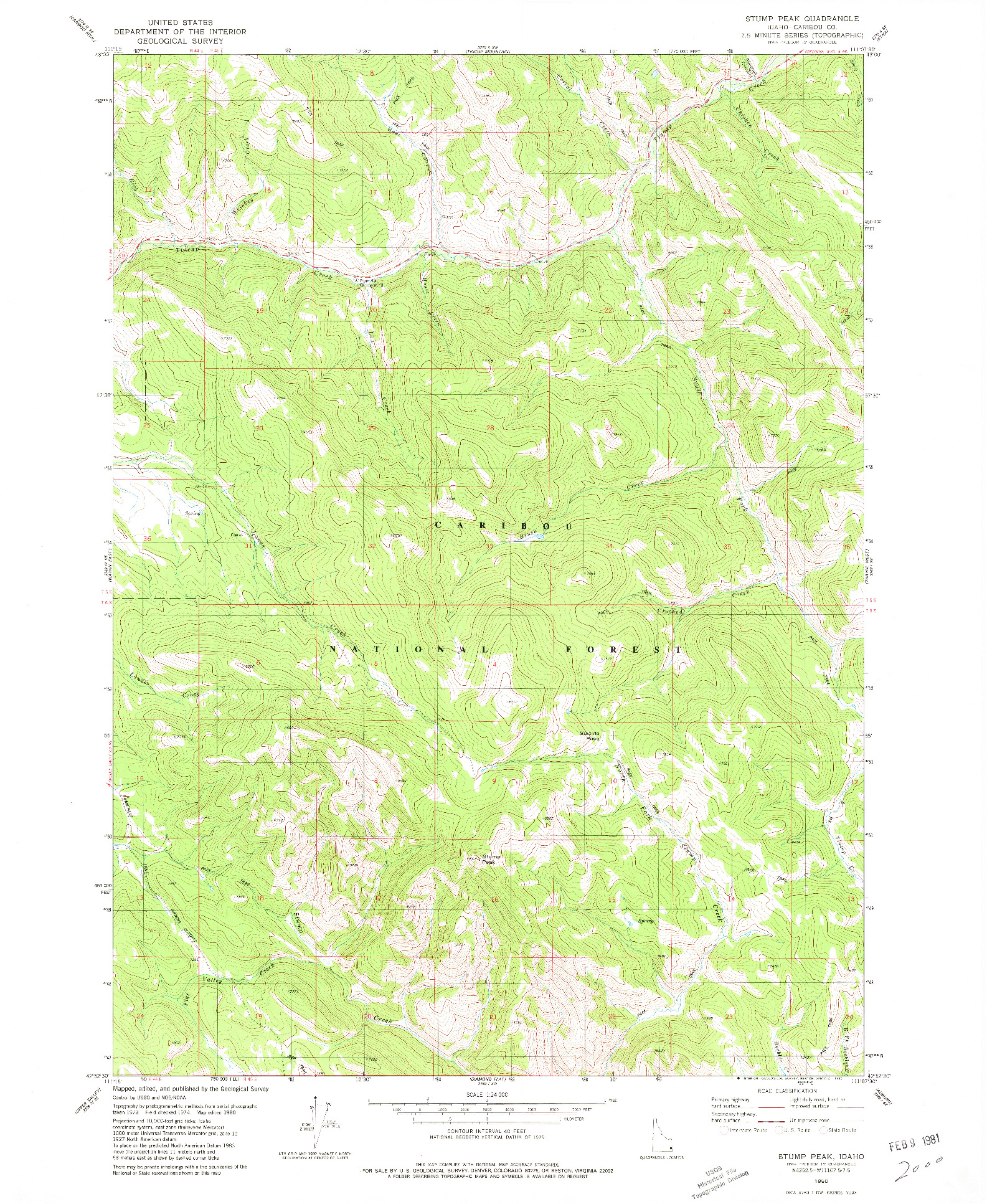 USGS 1:24000-SCALE QUADRANGLE FOR STUMP PEAK, ID 1980