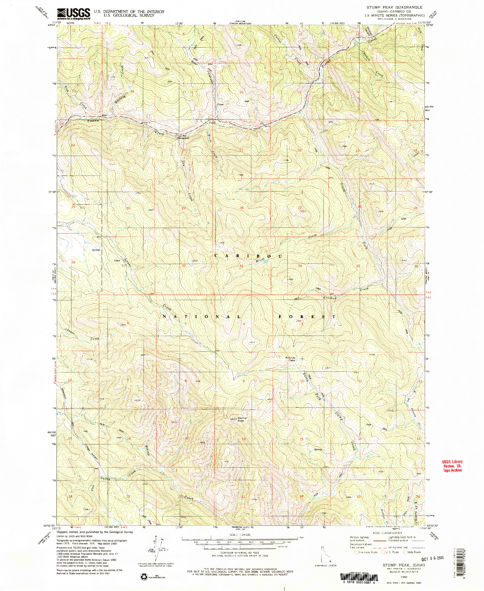 USGS 1:24000-SCALE QUADRANGLE FOR STUMP PEAK, ID 1980