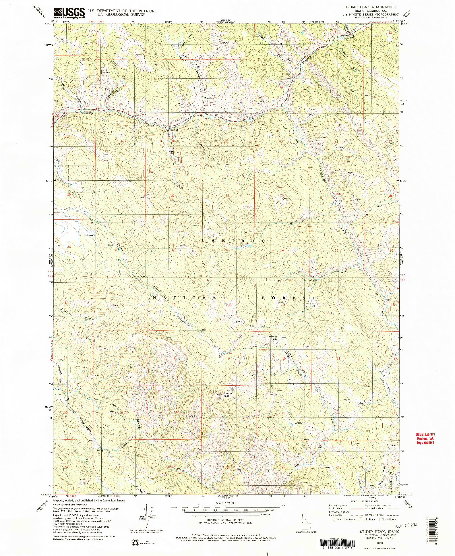 USGS 1:24000-SCALE QUADRANGLE FOR STUMP PEAK, ID 1980