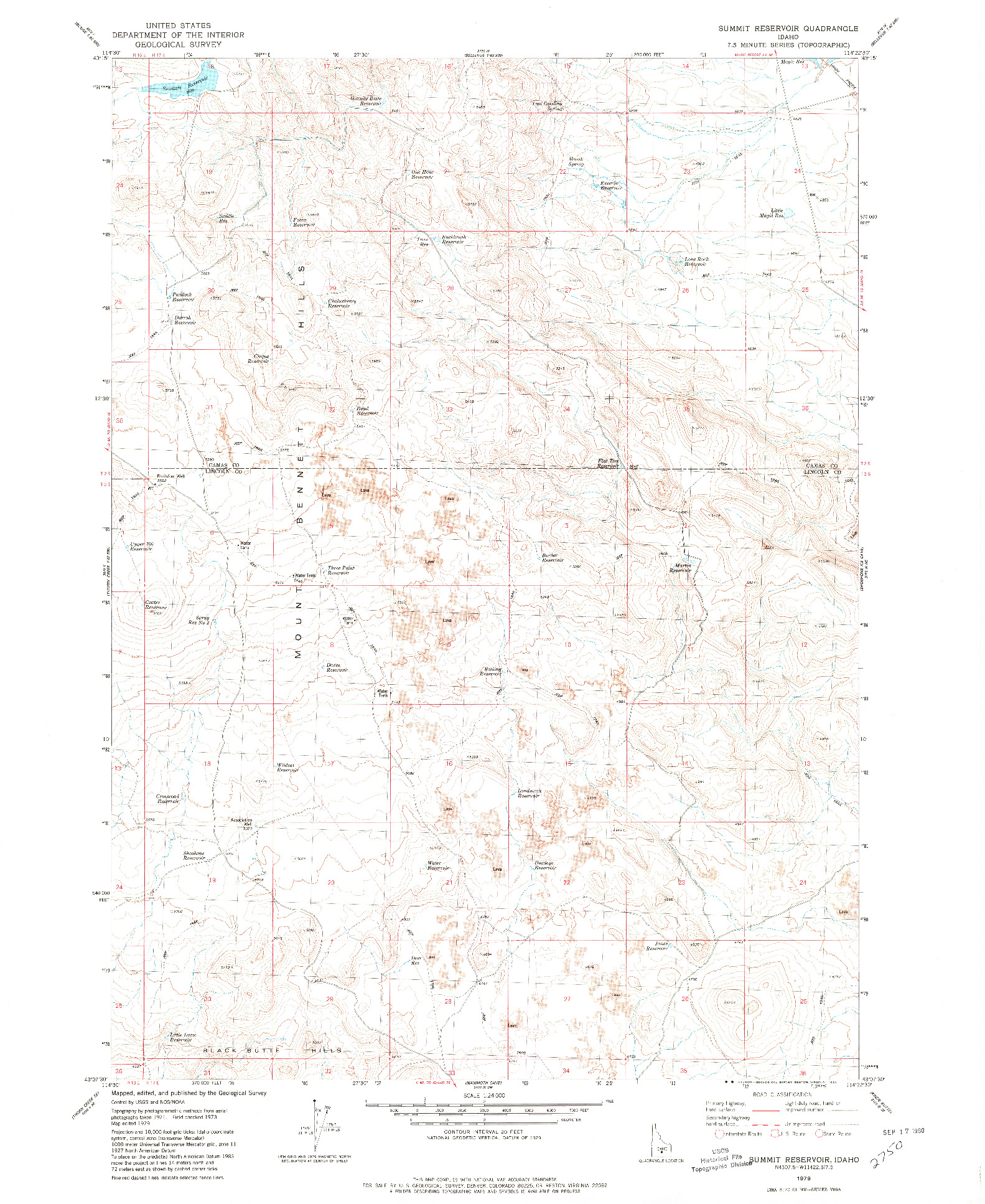 USGS 1:24000-SCALE QUADRANGLE FOR SUMMIT RESERVOIR, ID 1979