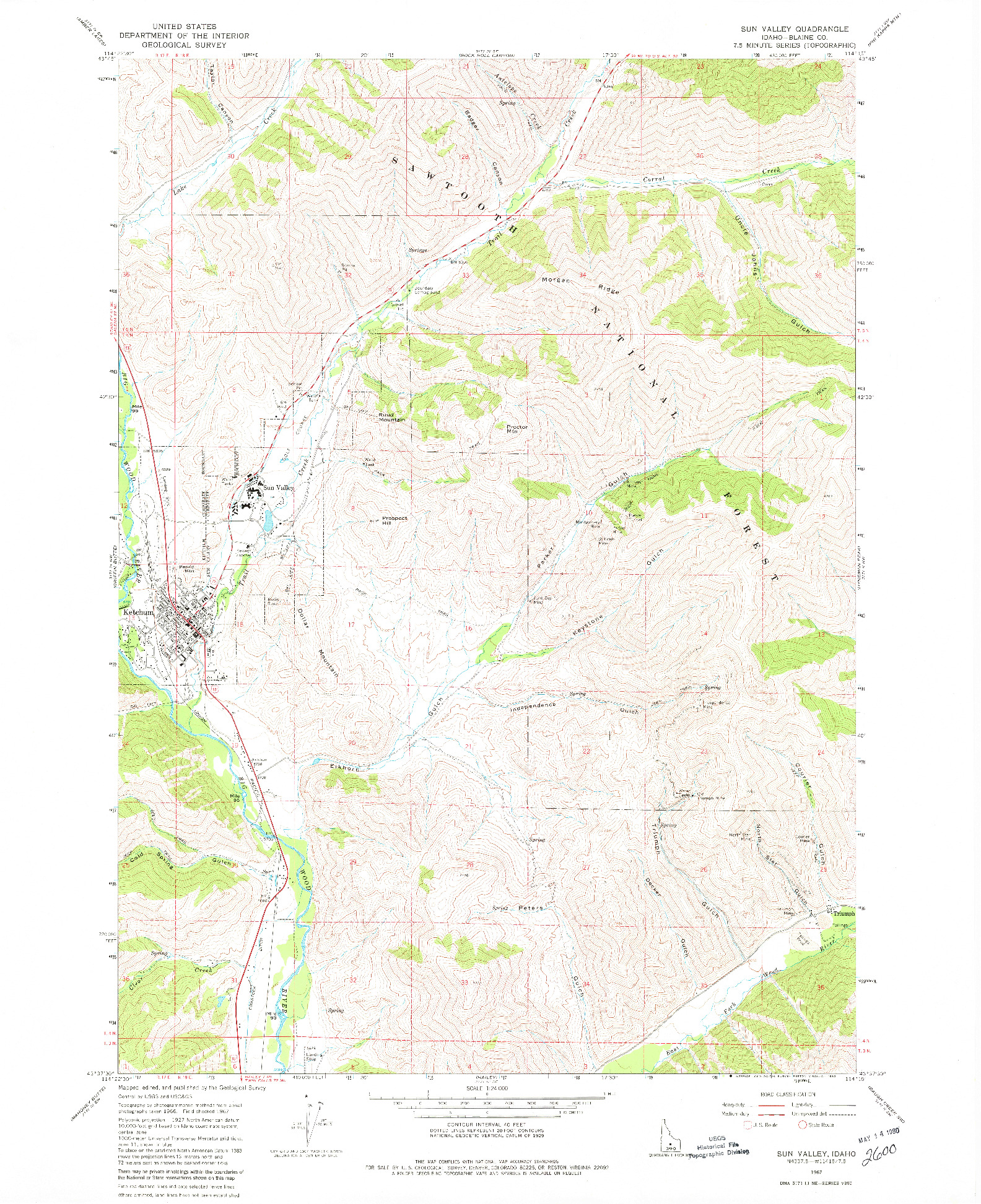 USGS 1:24000-SCALE QUADRANGLE FOR SUN VALLEY, ID 1967