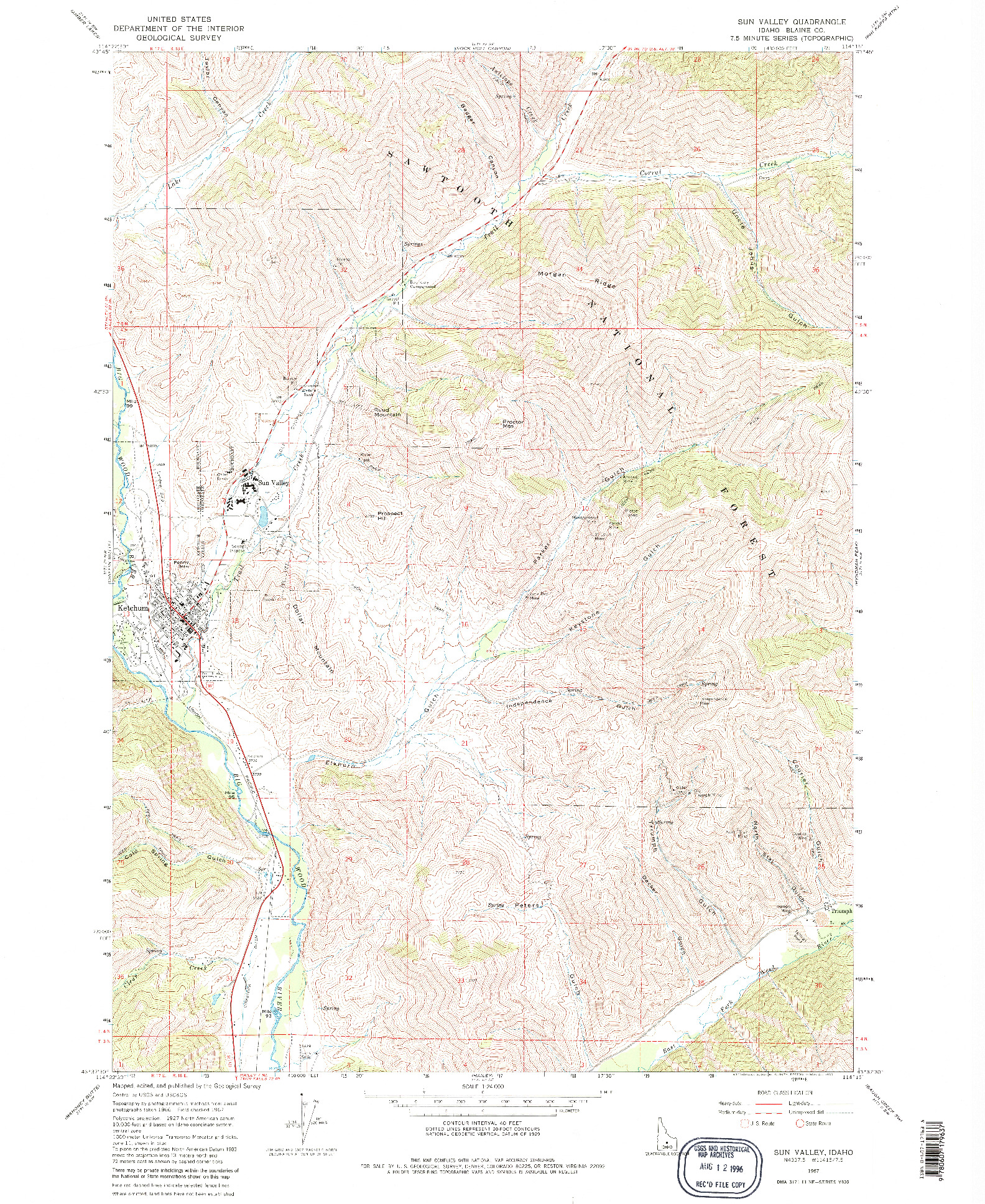 USGS 1:24000-SCALE QUADRANGLE FOR SUN VALLEY, ID 1967