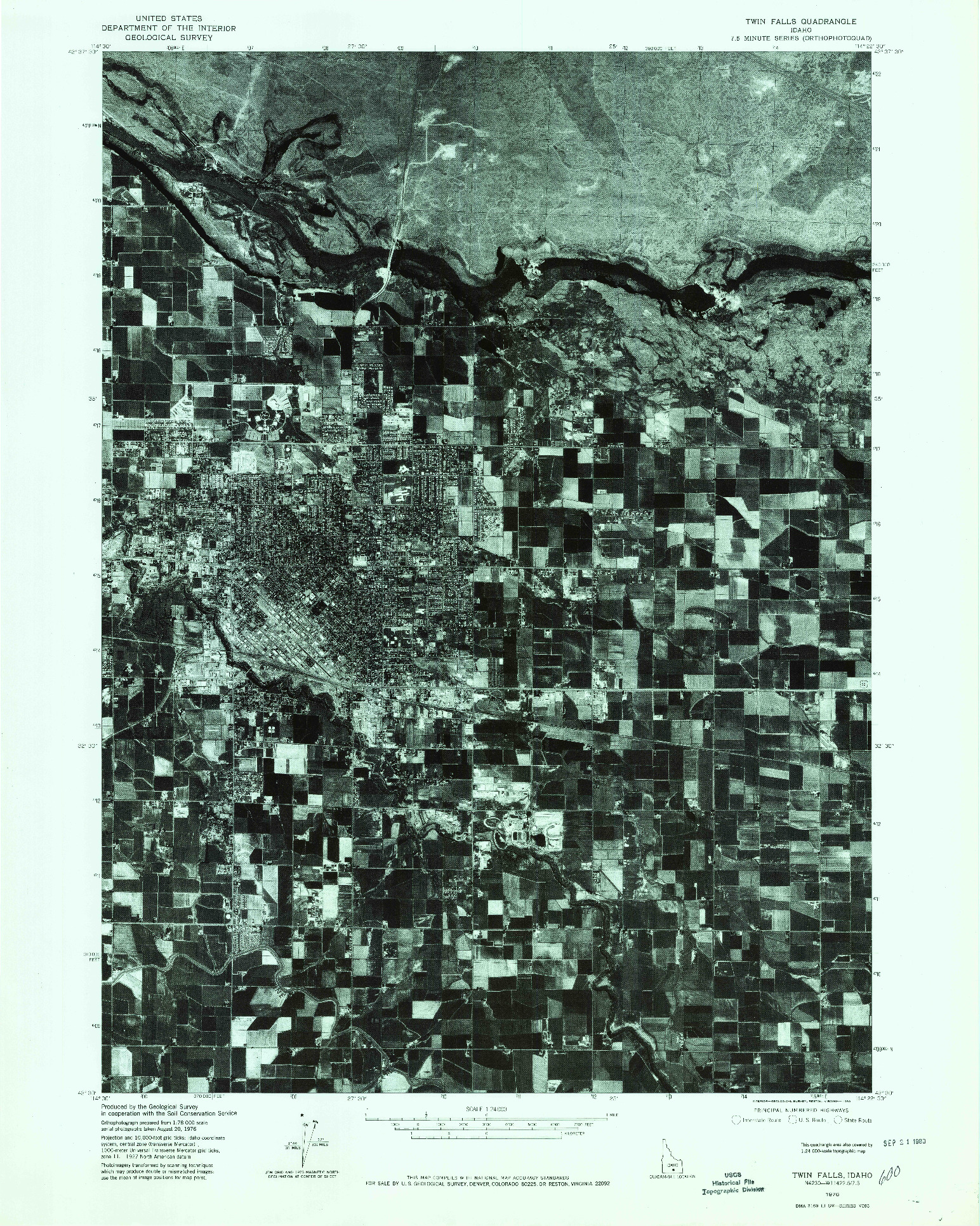 USGS 1:24000-SCALE QUADRANGLE FOR TWIN FALLS, ID 1976