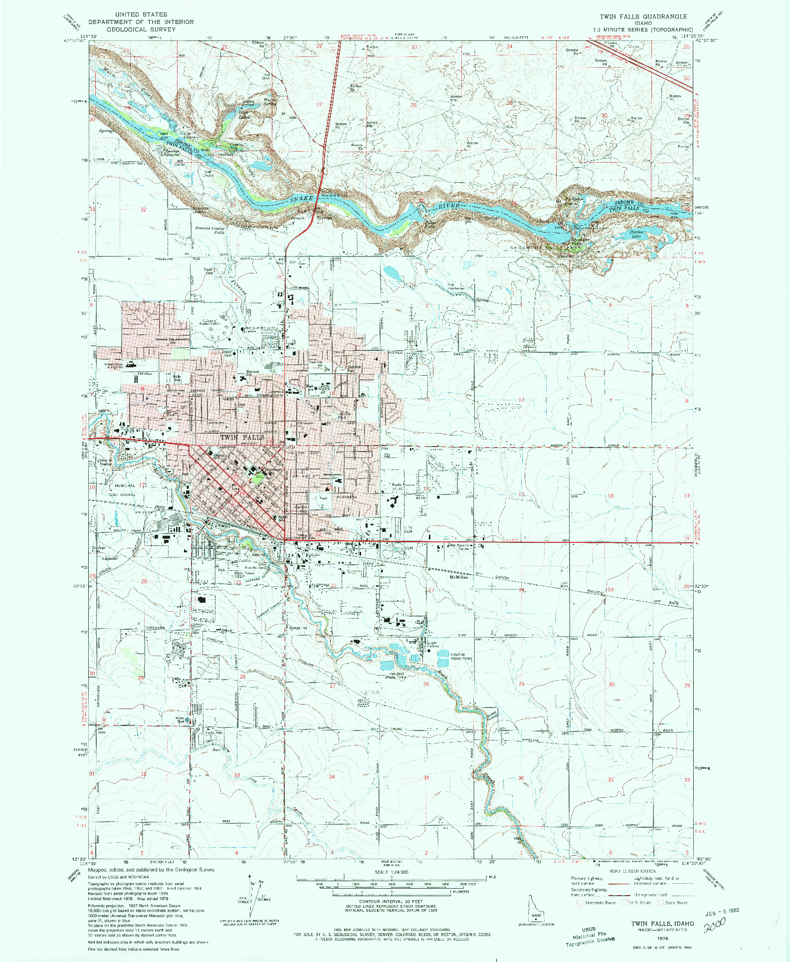 USGS 1:24000-SCALE QUADRANGLE FOR TWIN FALLS, ID 1979