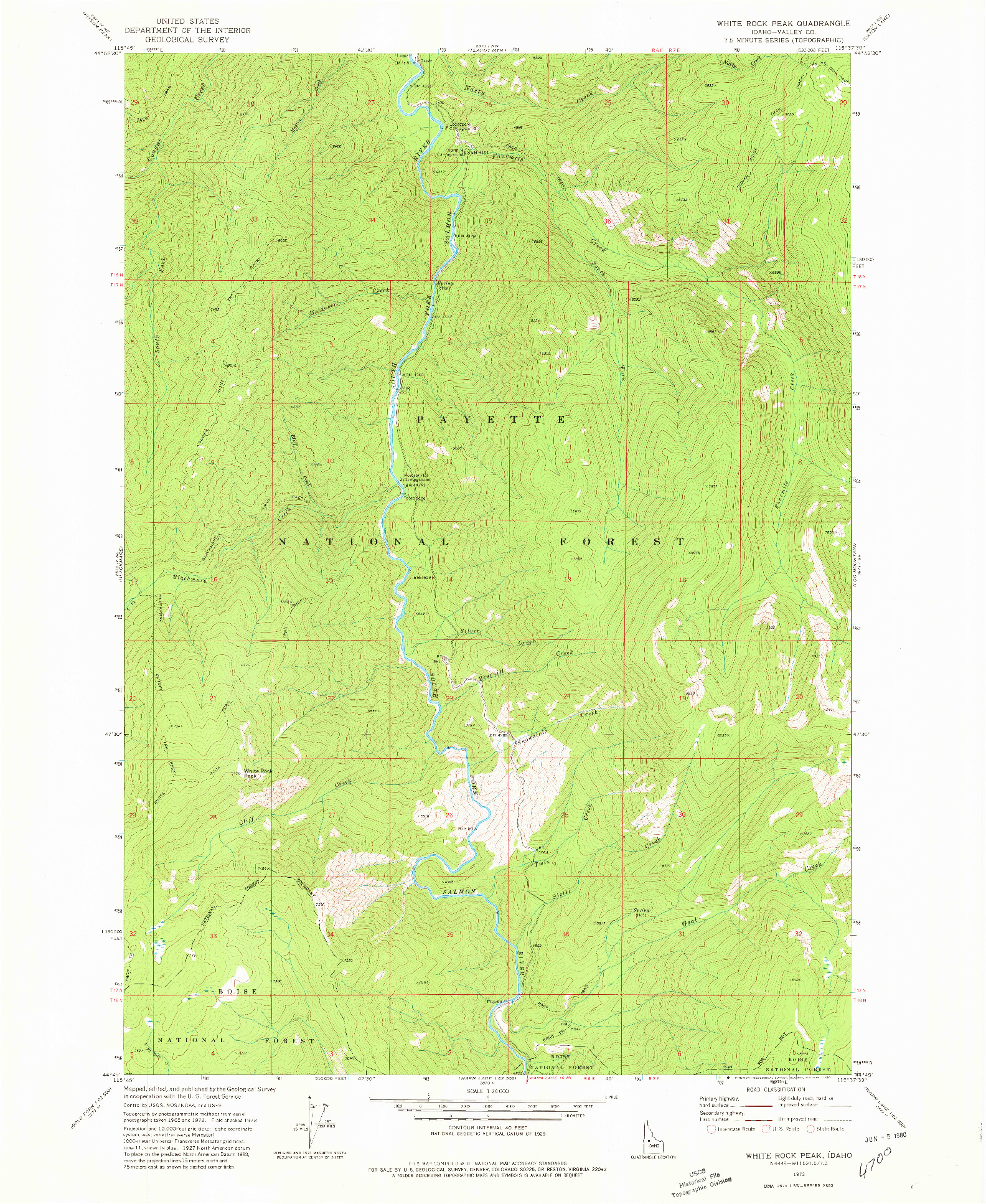 USGS 1:24000-SCALE QUADRANGLE FOR WHITE ROCK PEAK, ID 1973