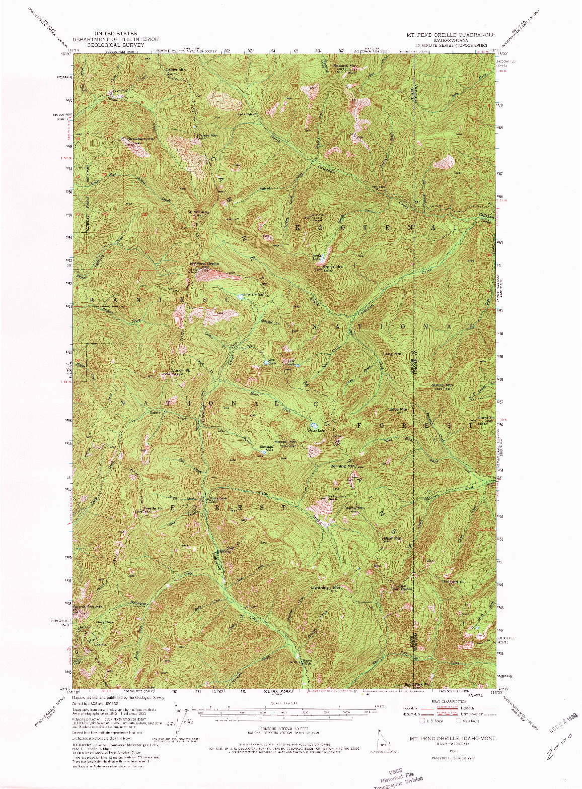 USGS 1:62500-SCALE QUADRANGLE FOR MT PEND OREILLE, ID 1951