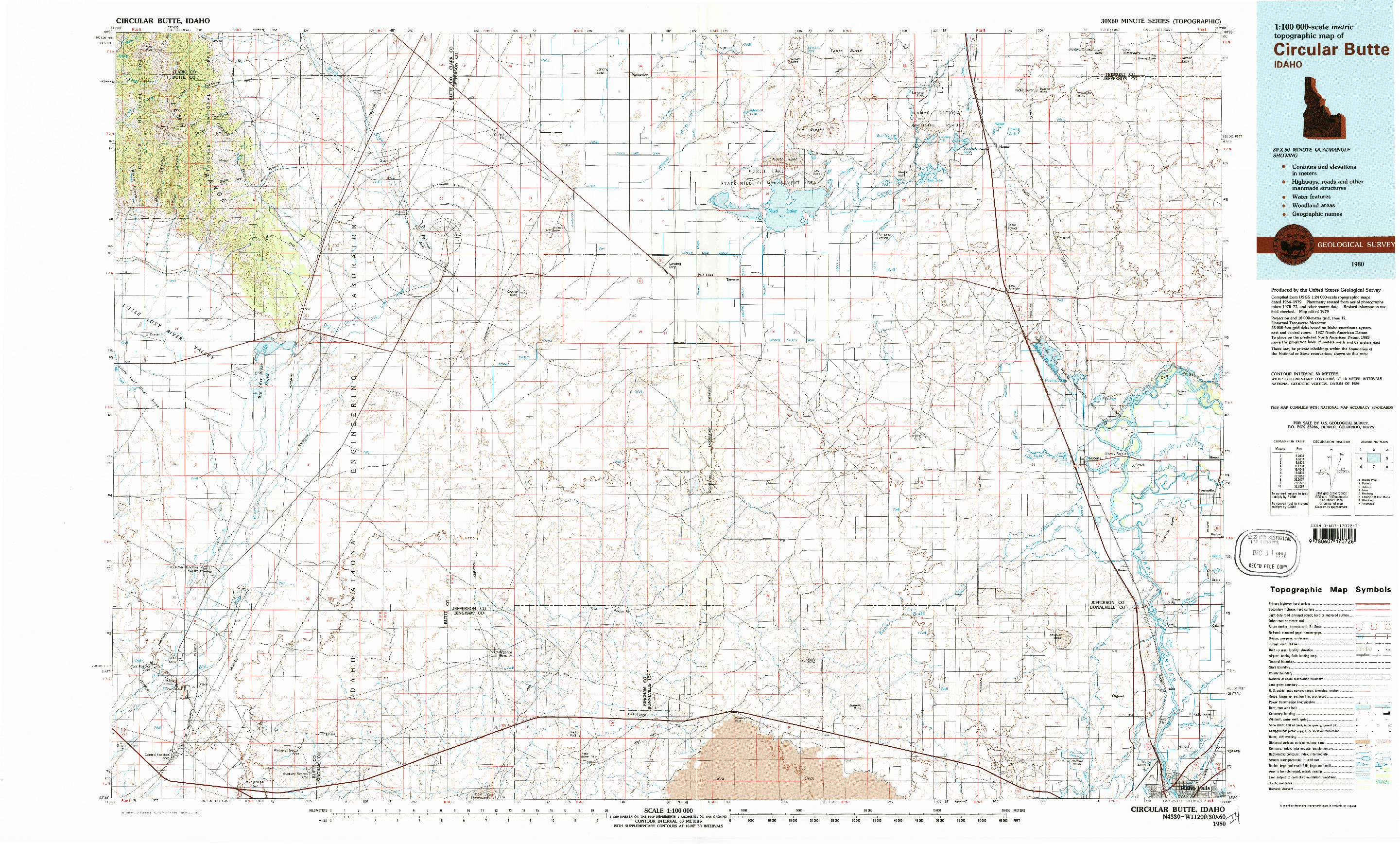 USGS 1:100000-SCALE QUADRANGLE FOR CIRCULAR BUTTE, ID 1980