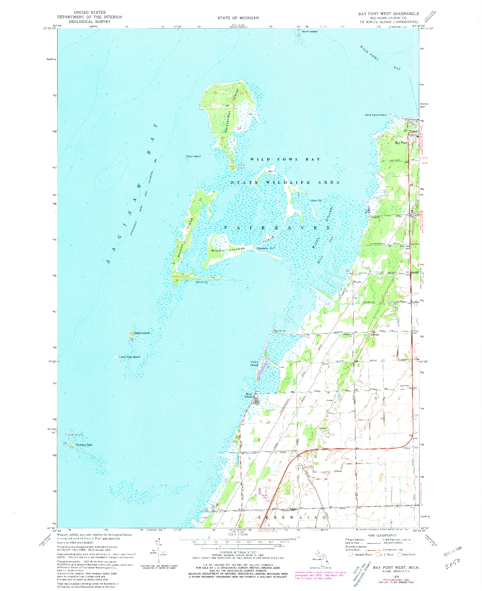 USGS 1:24000-SCALE QUADRANGLE FOR BAY PORT WEST, MI 1970