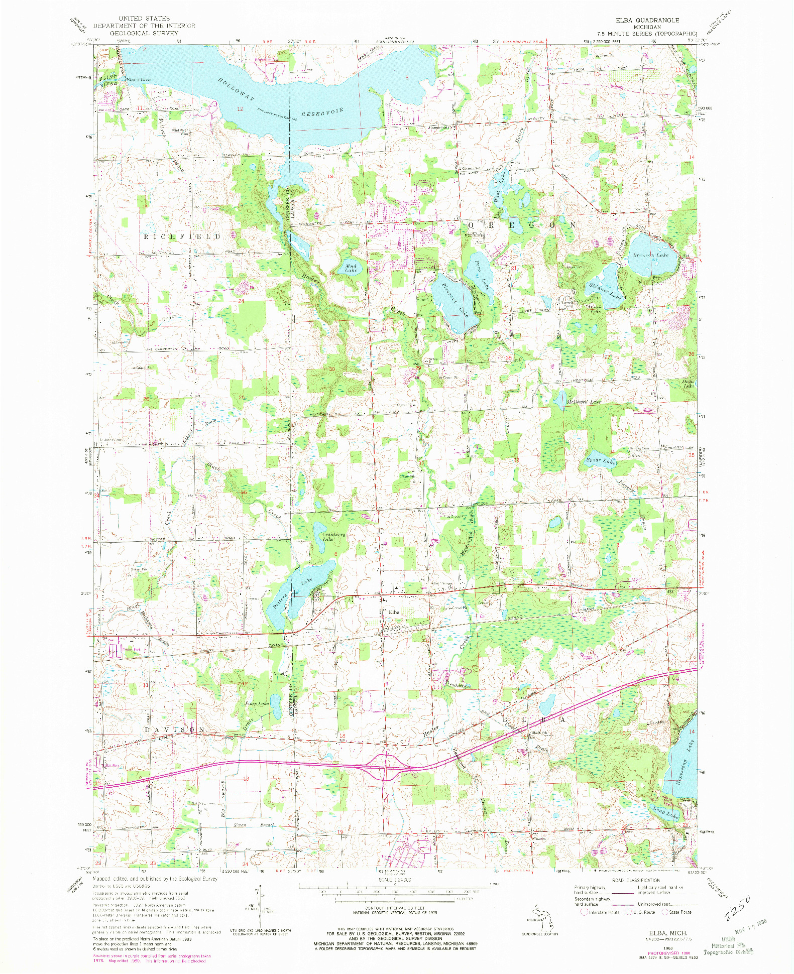 USGS 1:24000-SCALE QUADRANGLE FOR ELBA, MI 1963