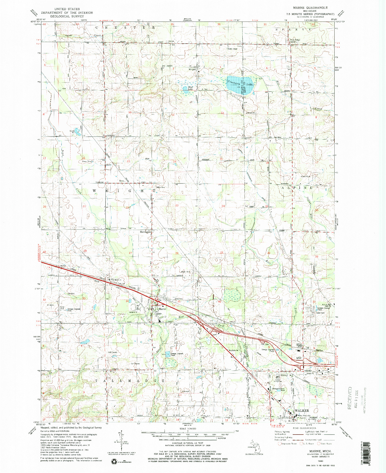 USGS 1:24000-SCALE QUADRANGLE FOR MARNE, MI 1980