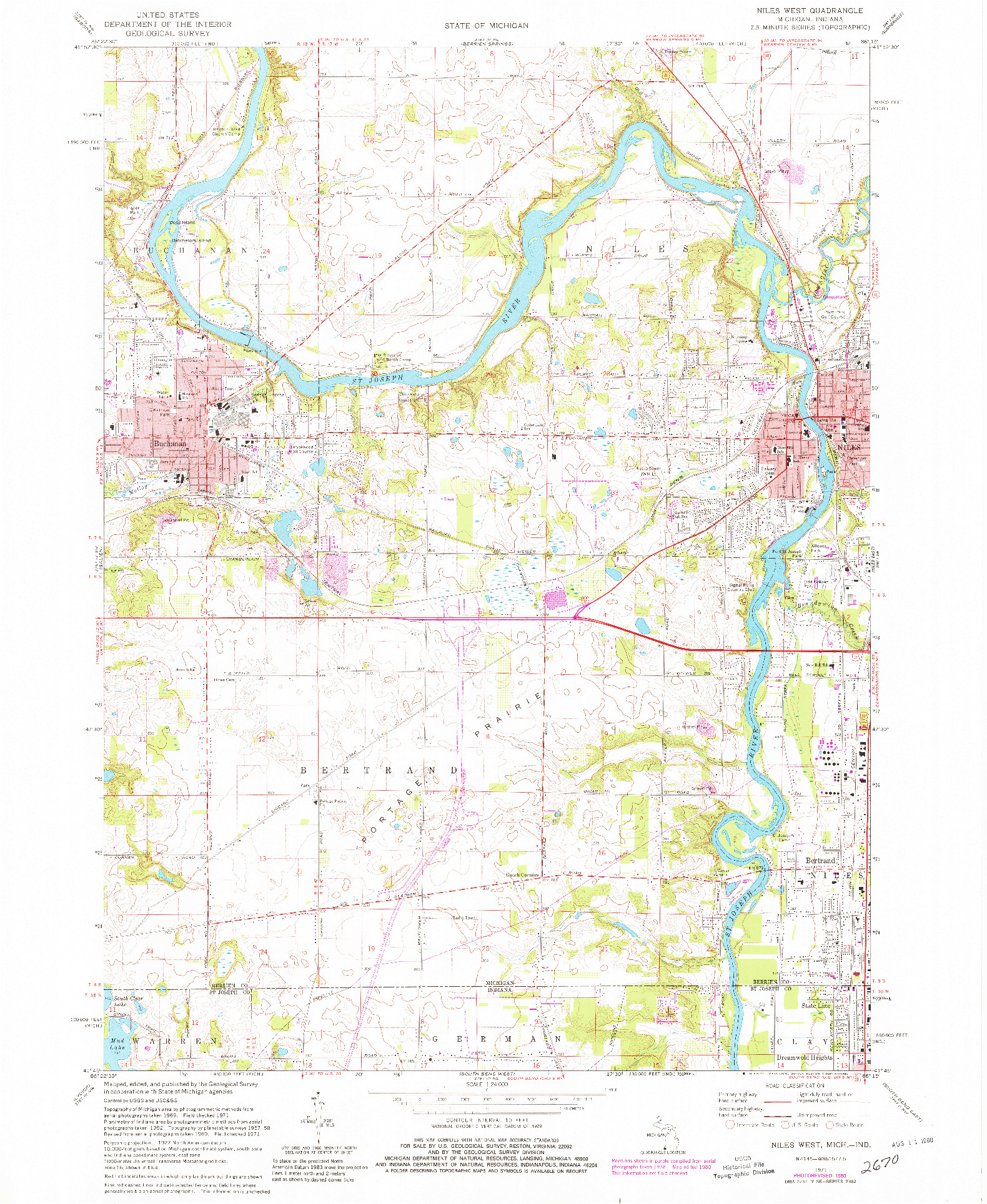 USGS 1:24000-SCALE QUADRANGLE FOR NILES WEST, MI 1971