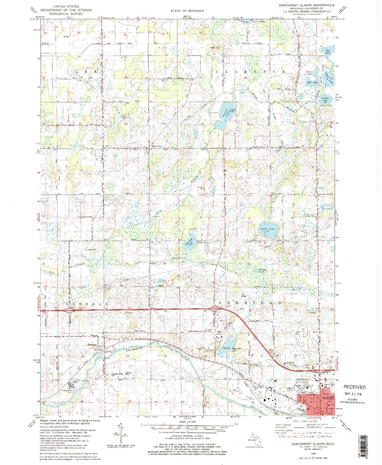 USGS 1:24000-SCALE QUADRANGLE FOR NORTHWEST ALBION, MI 1980