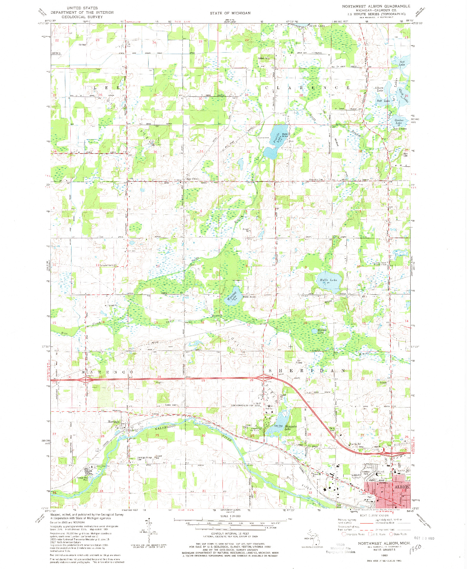 USGS 1:24000-SCALE QUADRANGLE FOR NORTHWEST ALBION, MI 1980