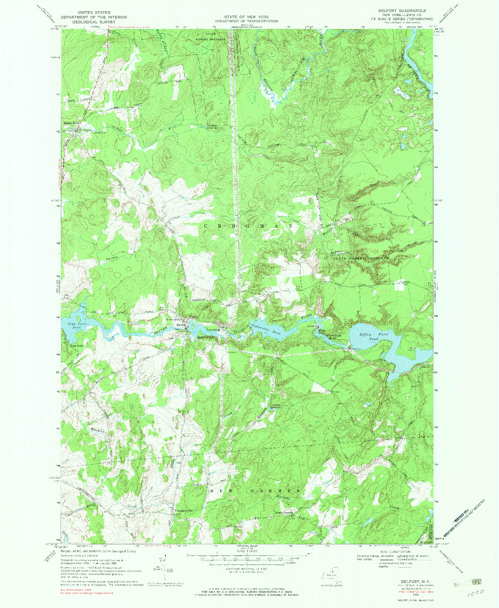 USGS 1:24000-SCALE QUADRANGLE FOR BELFORT, NY 1966