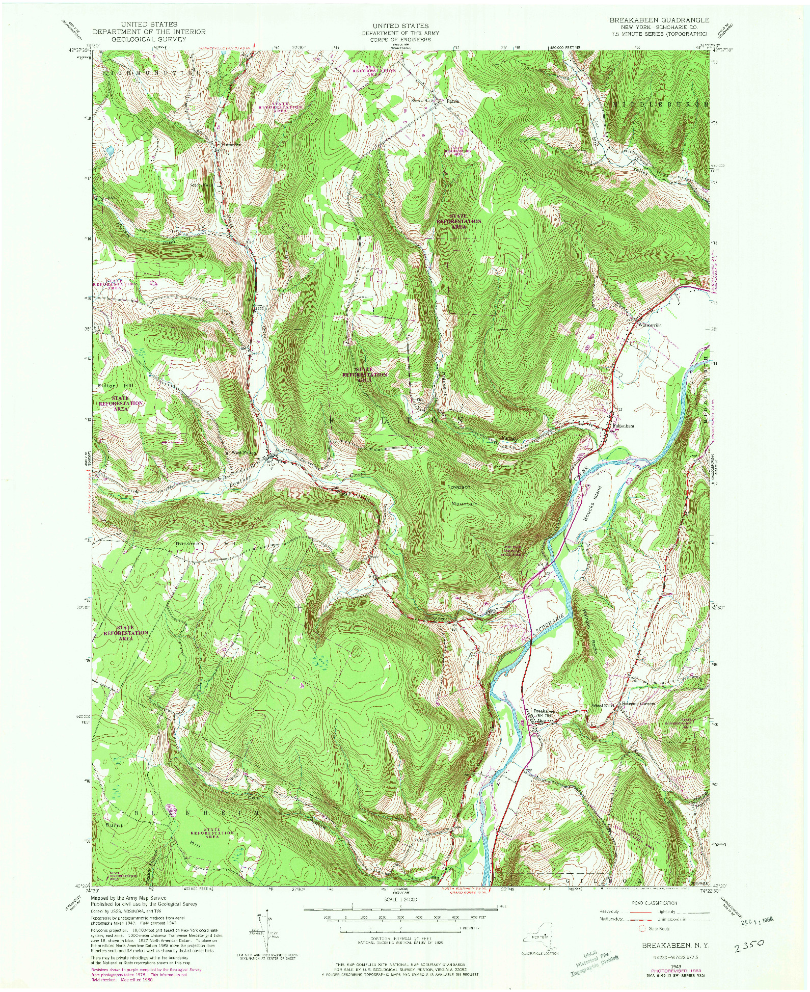 USGS 1:24000-SCALE QUADRANGLE FOR BREAKABEEN, NY 1943