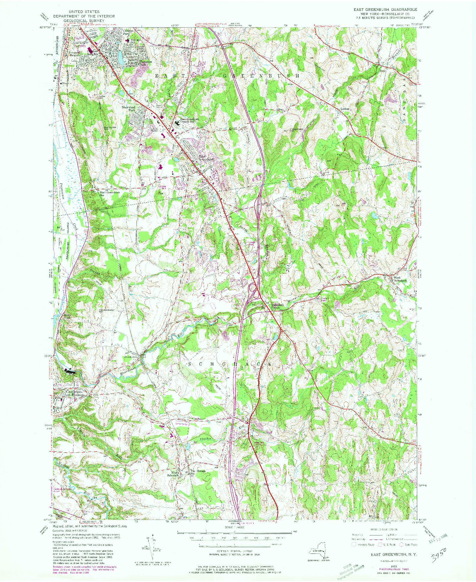 USGS 1:24000-SCALE QUADRANGLE FOR EAST GREENBUSH, NY 1953